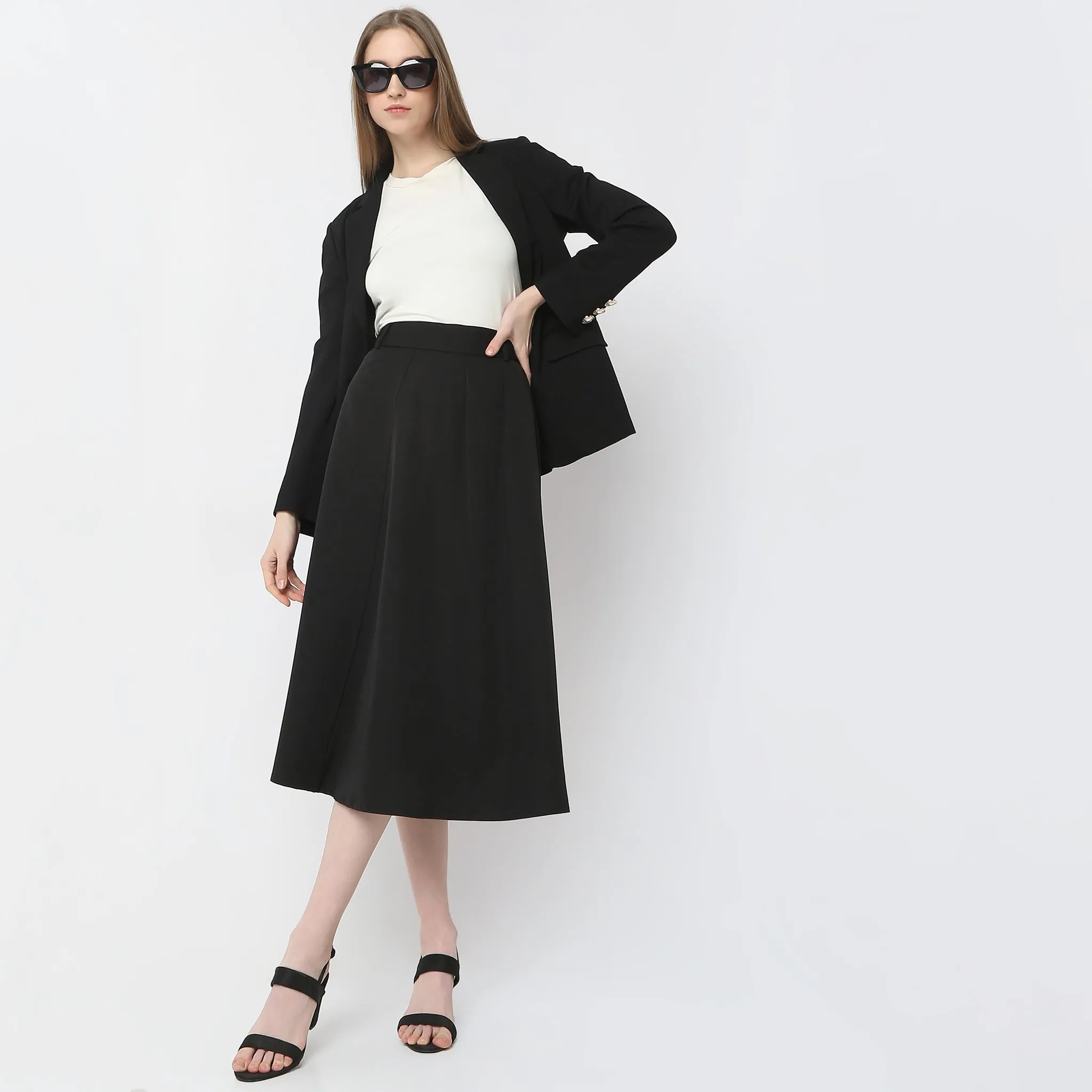 Smile Glow LowBulkFabric Flare Fit Knee Length Skirts