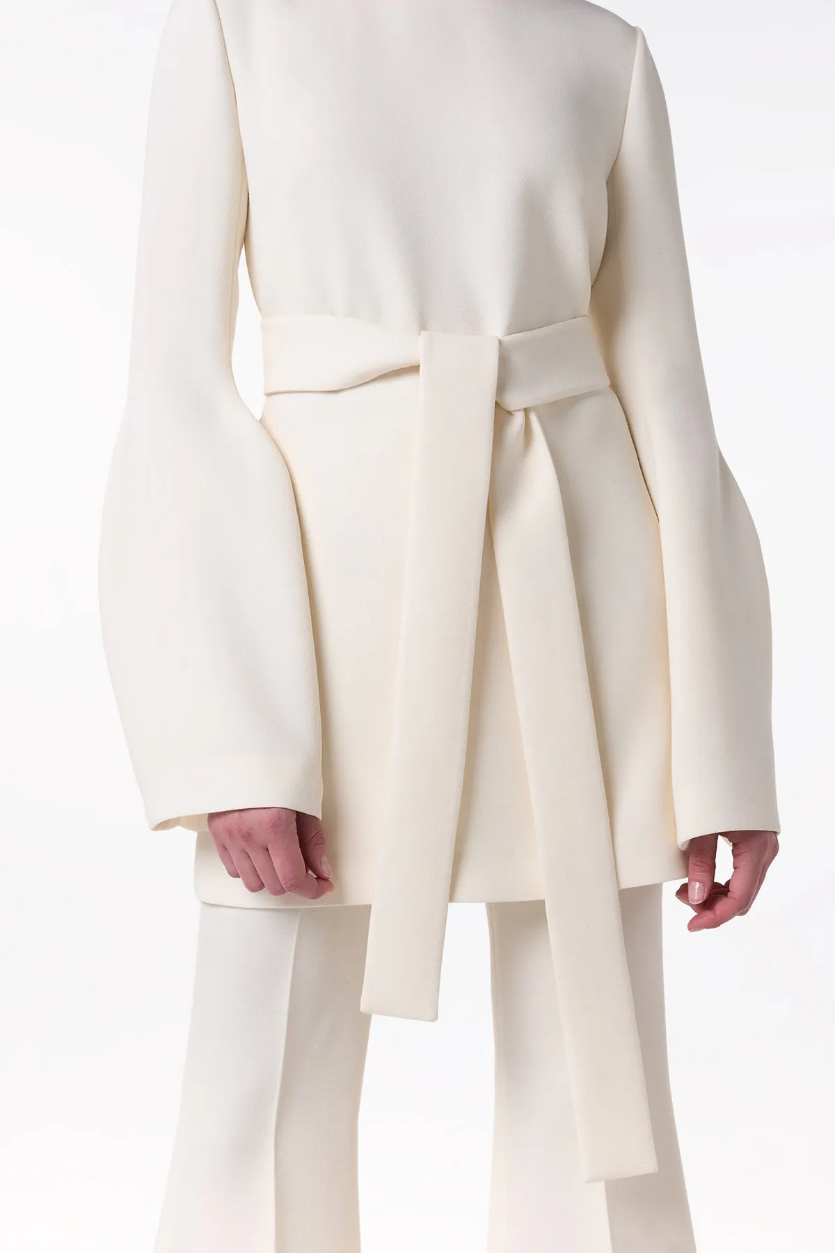 Shandon Tunic in Ivory Double Face Wool Crepe Fresh Glow Fine Weave