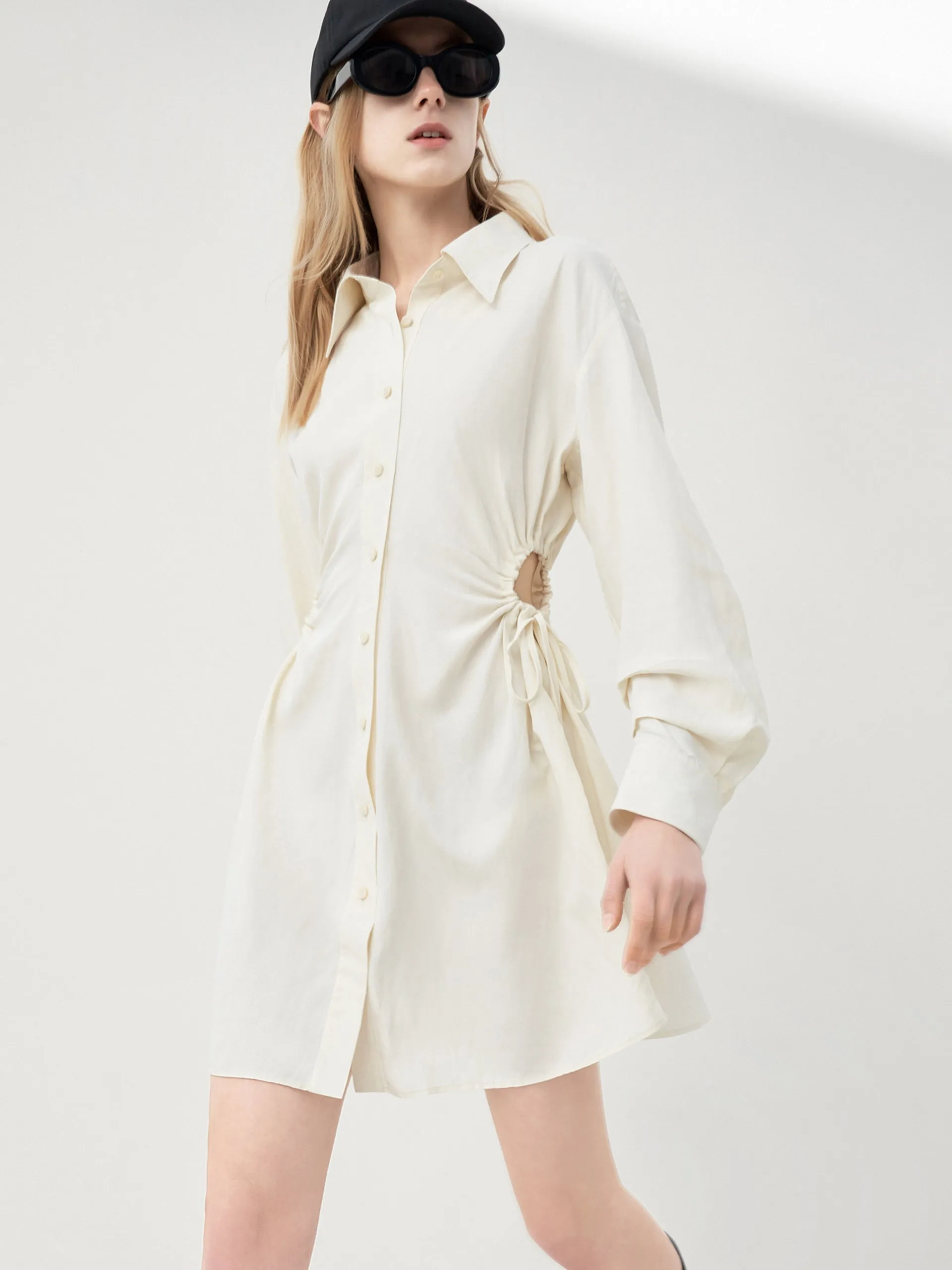 Drawstring Waist Cutout Dress Classic Woman Travel Light