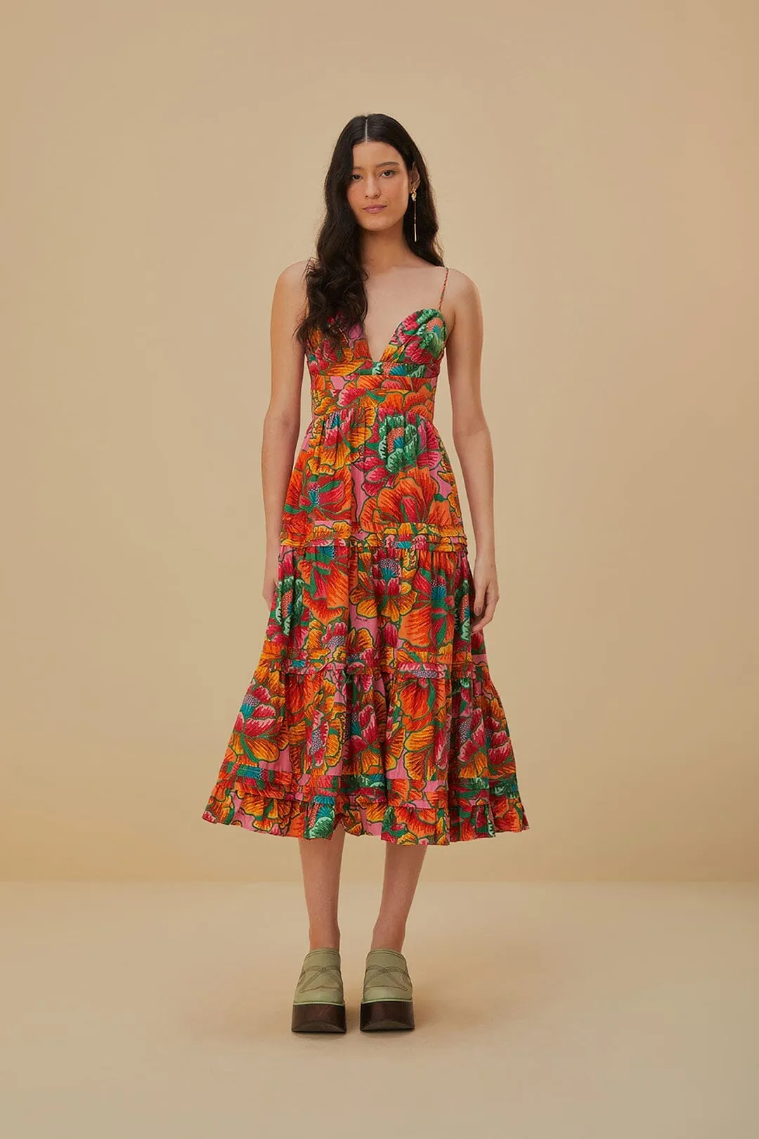 Pink Beaded Spring Sleeveless Maxi Dress Linen Glow