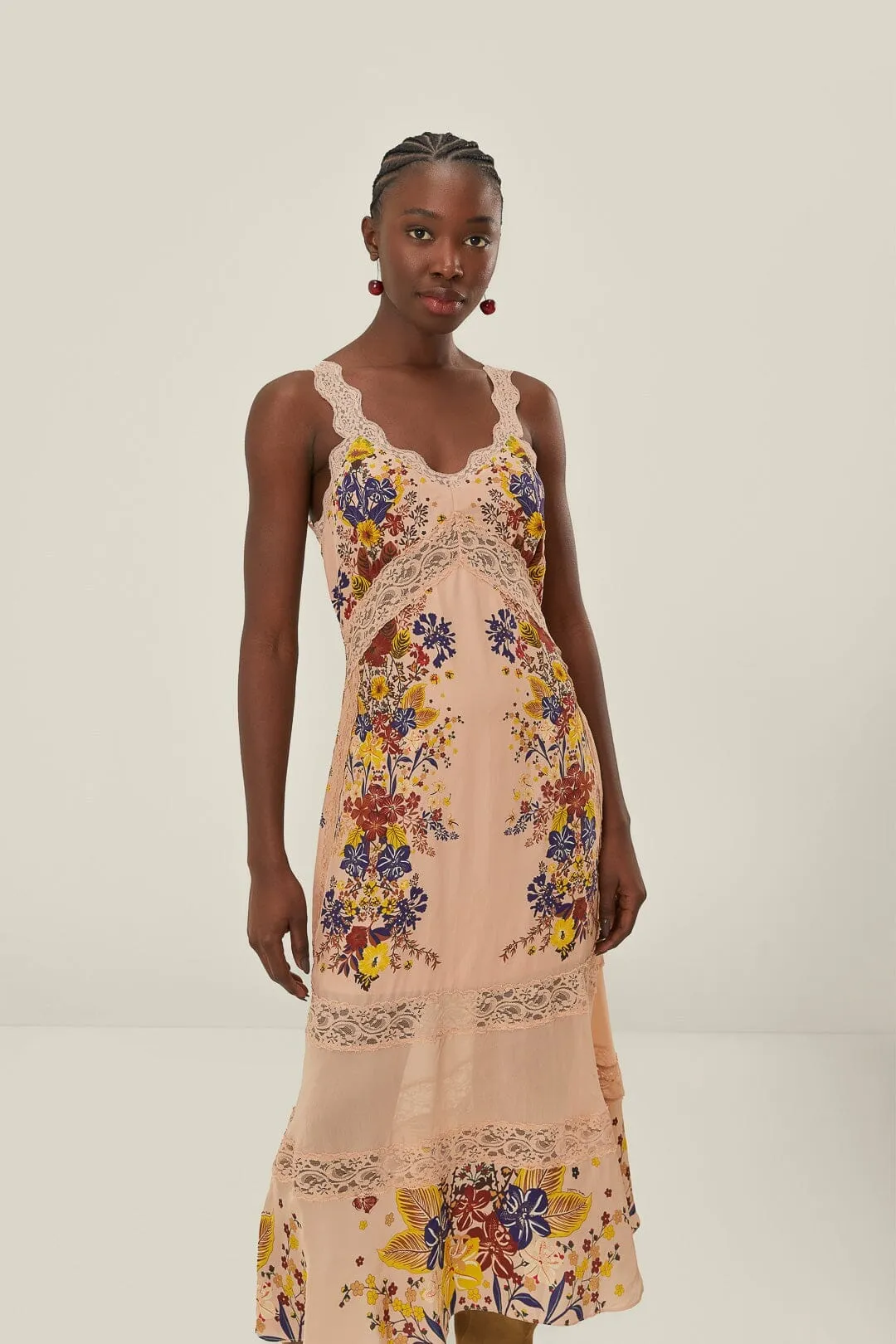 Romance Feel Pink Beauty Bouquet Sleeveless Maxi Dress
