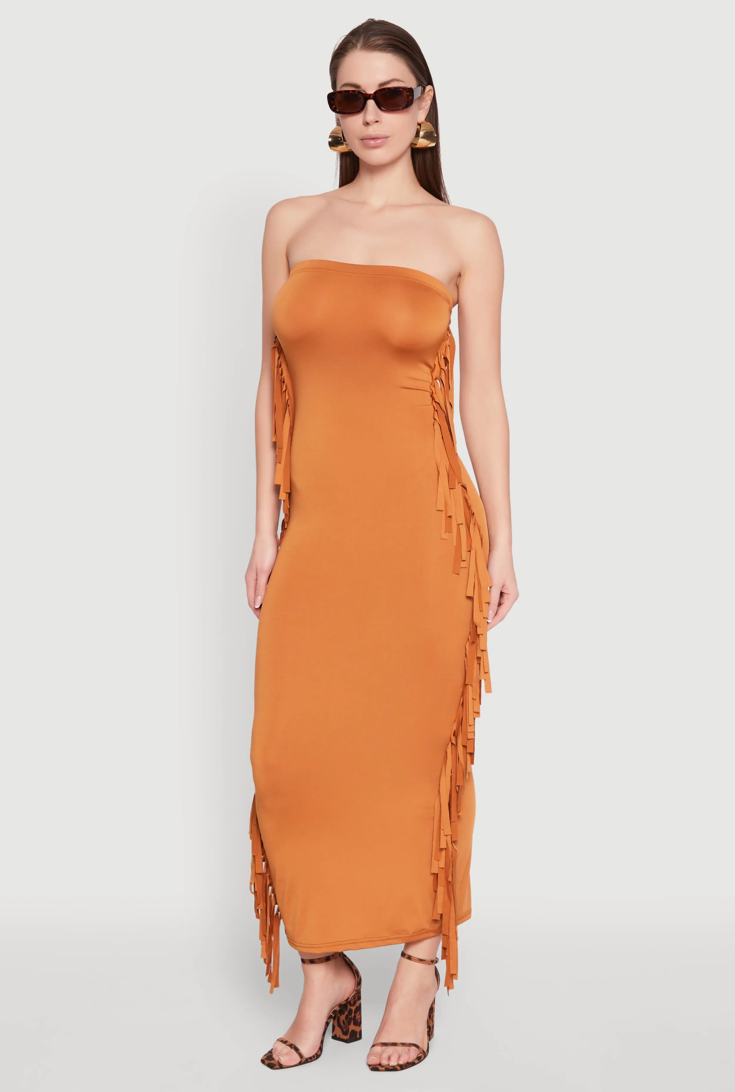Side Fringe Maxi Tube Dress Village Path