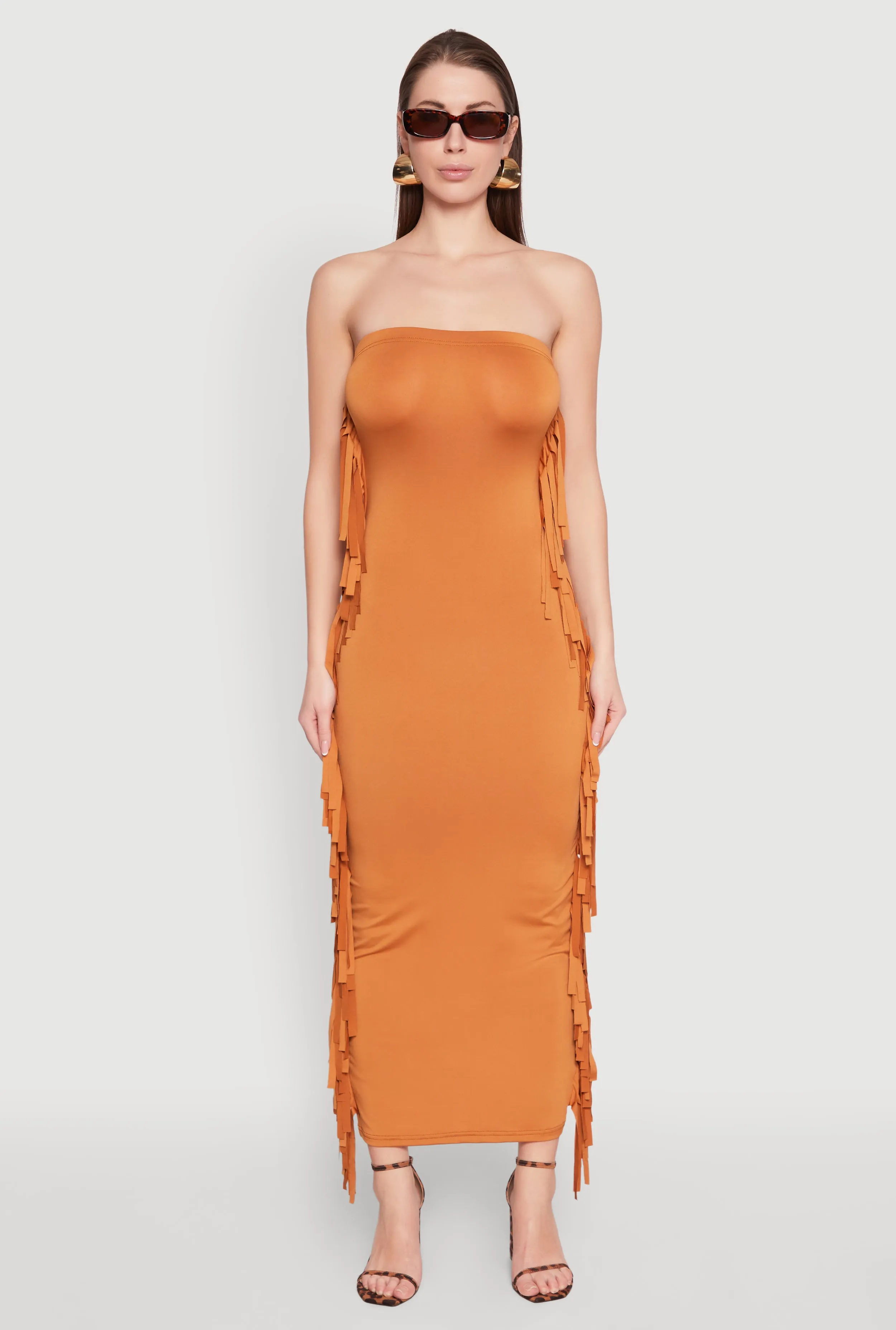 Flower Lane Neon Pop Side Fringe Maxi Tube Dress