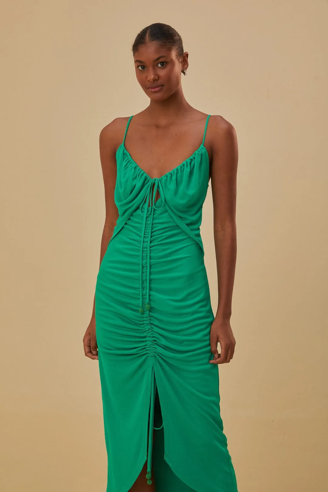 Green Cut-Out Sleeveless Midi Dress Scandi Clean