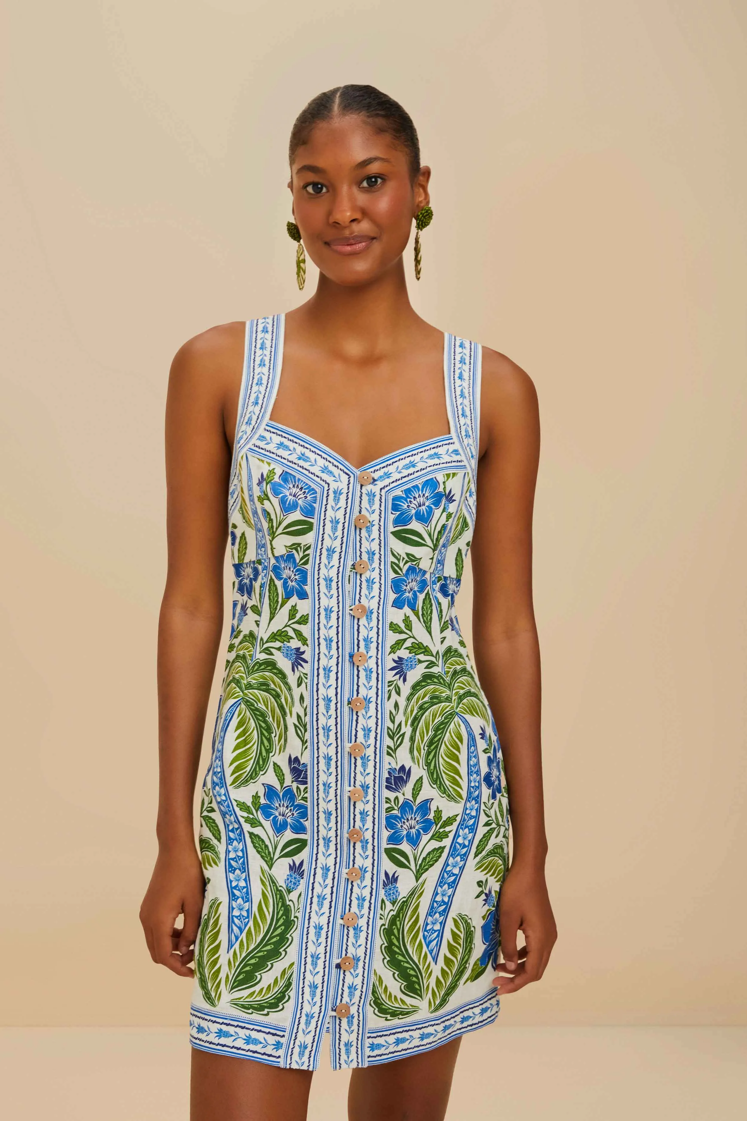 Off-White Tropicance Porcelain Garden Euroflax? Premium Linen Midi Dress Sleek Fashion Weekend Ready
