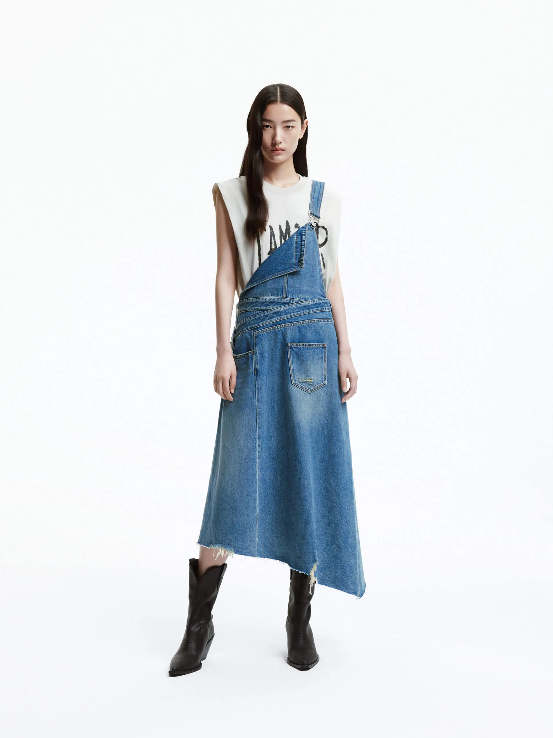 Irregular Hem Denim Dress Spring Festival Easy Style