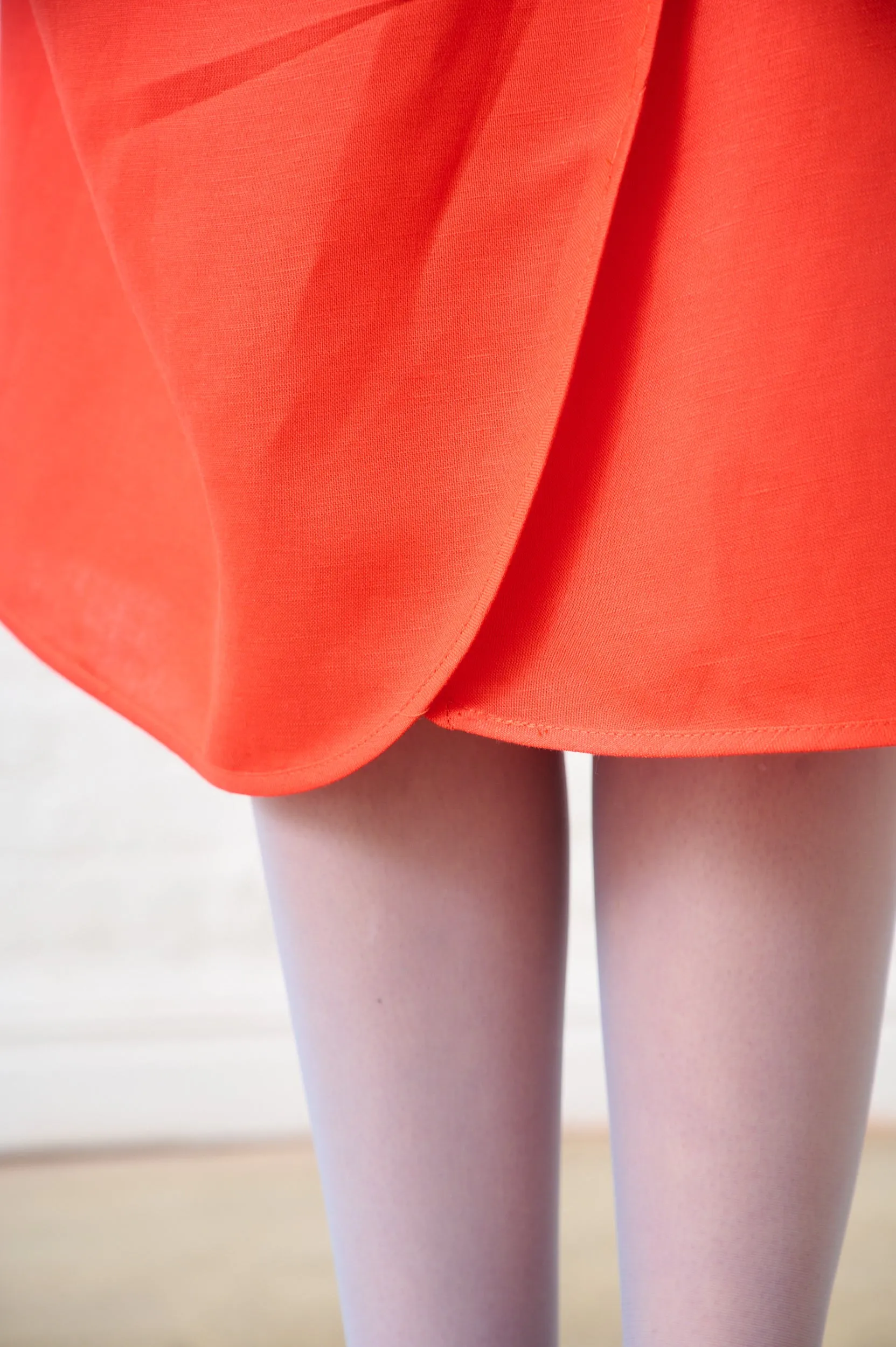 Gentle Vibe Linen Wrap Skirt in Coral