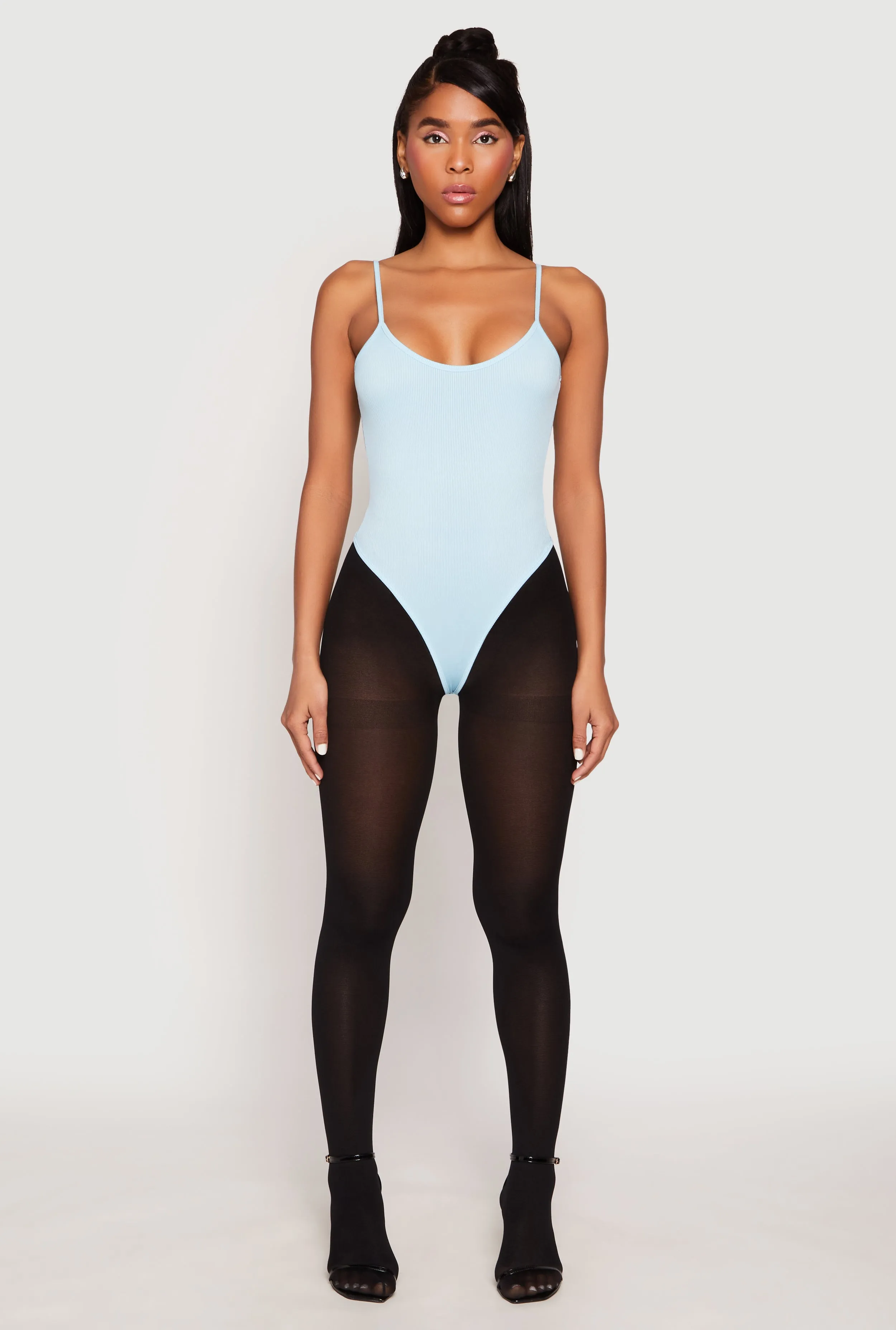 Dinner Comfy Daisy Rib Knit Cami Thong Bodysuit
