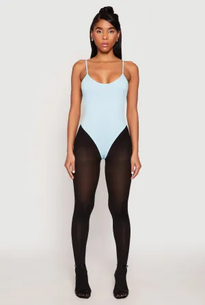 Dinner Comfy Daisy Rib Knit Cami Thong Bodysuit