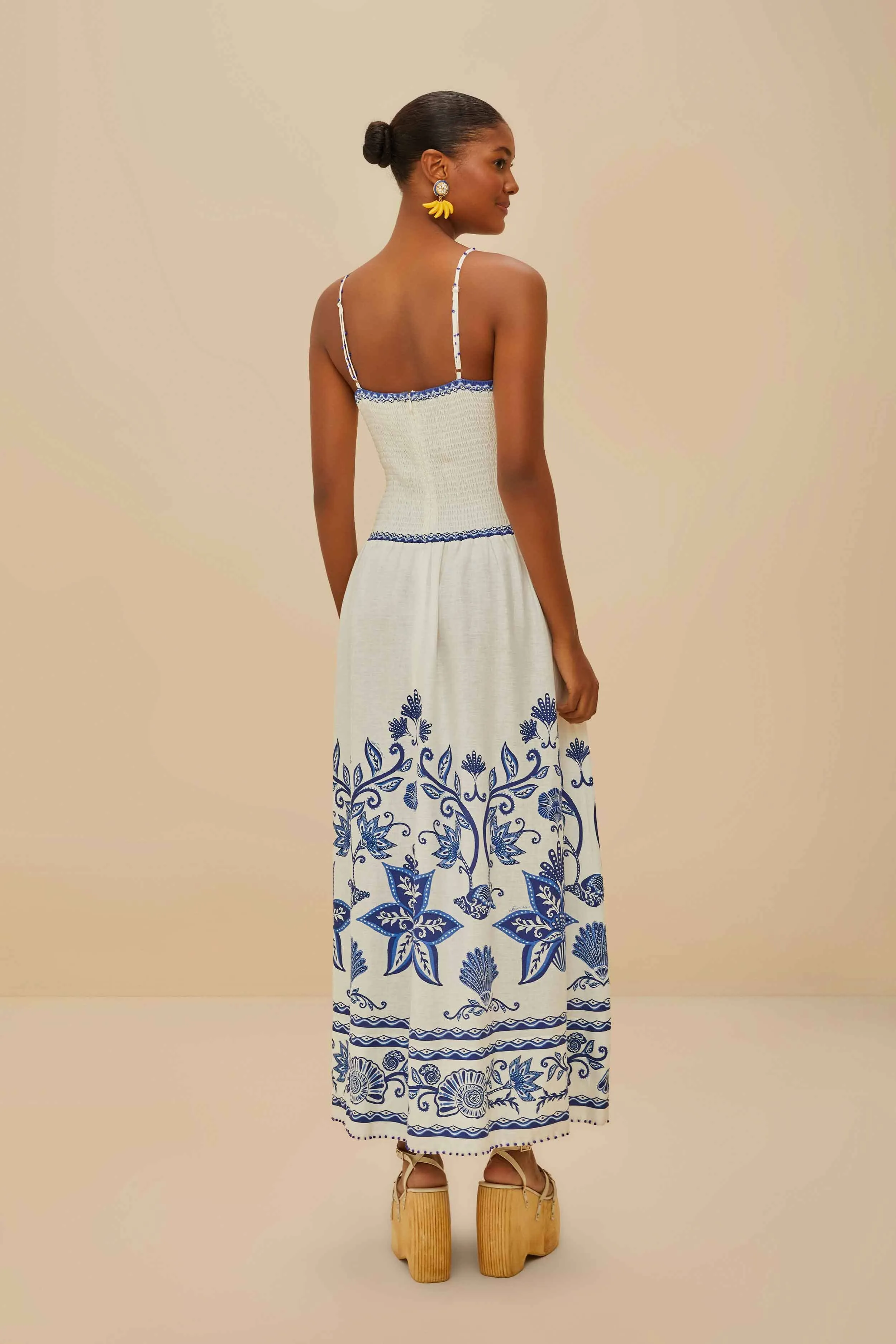 Garden Stroll Feminine Appeal Off-White Shell Garden LENZING? ECOVERO? Euroflax? Midi Dress