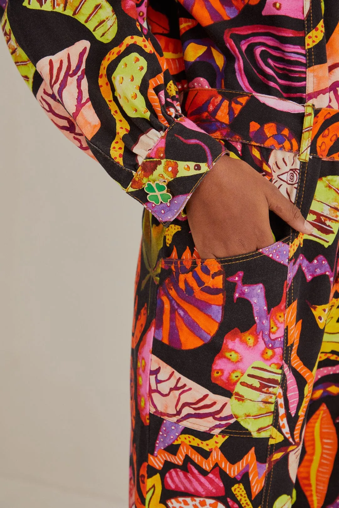 Modern Grace Black Psychedelic Garden Jumpsuit