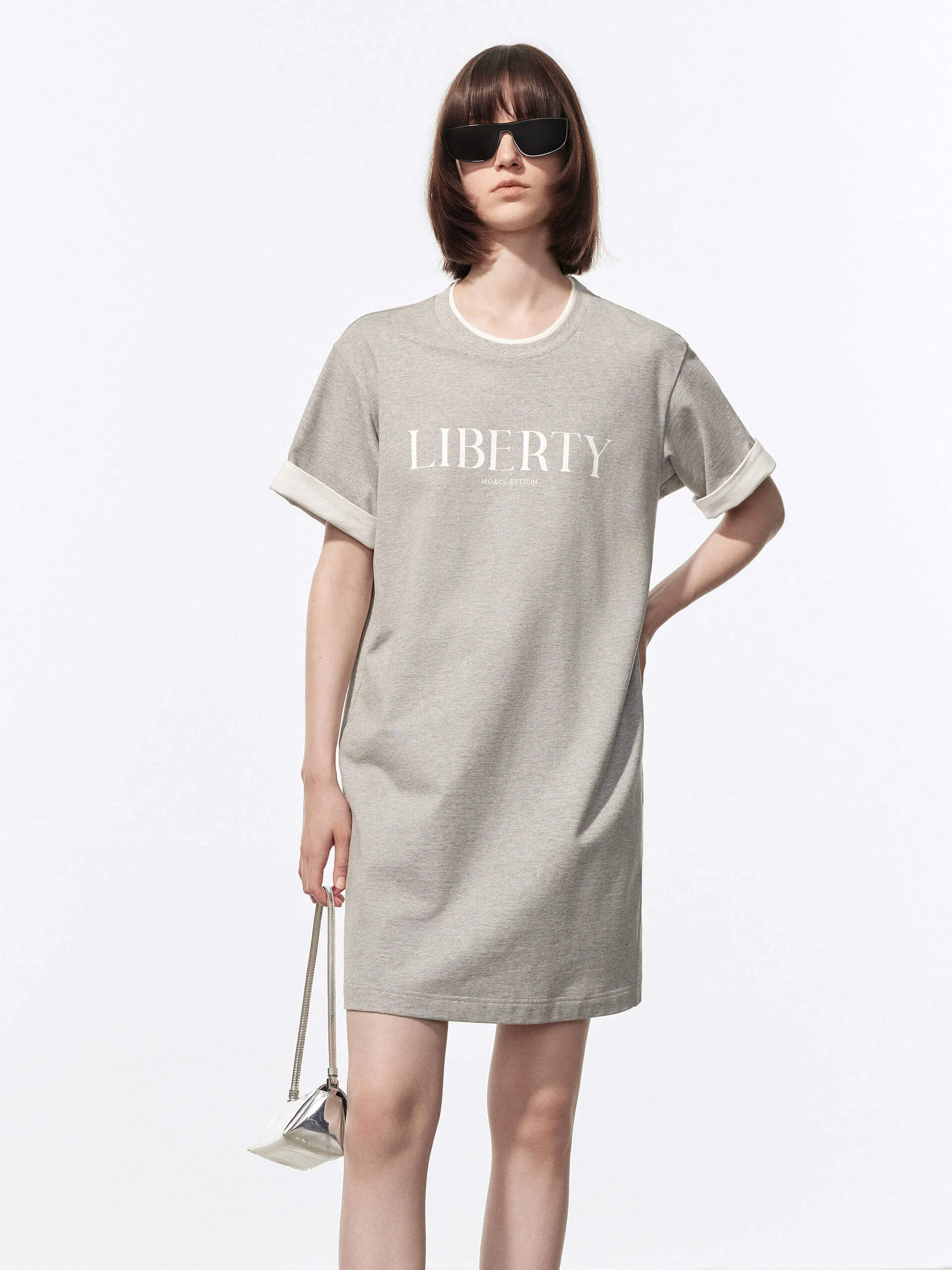 Contrast Detail Tee Dress Trendy Chic