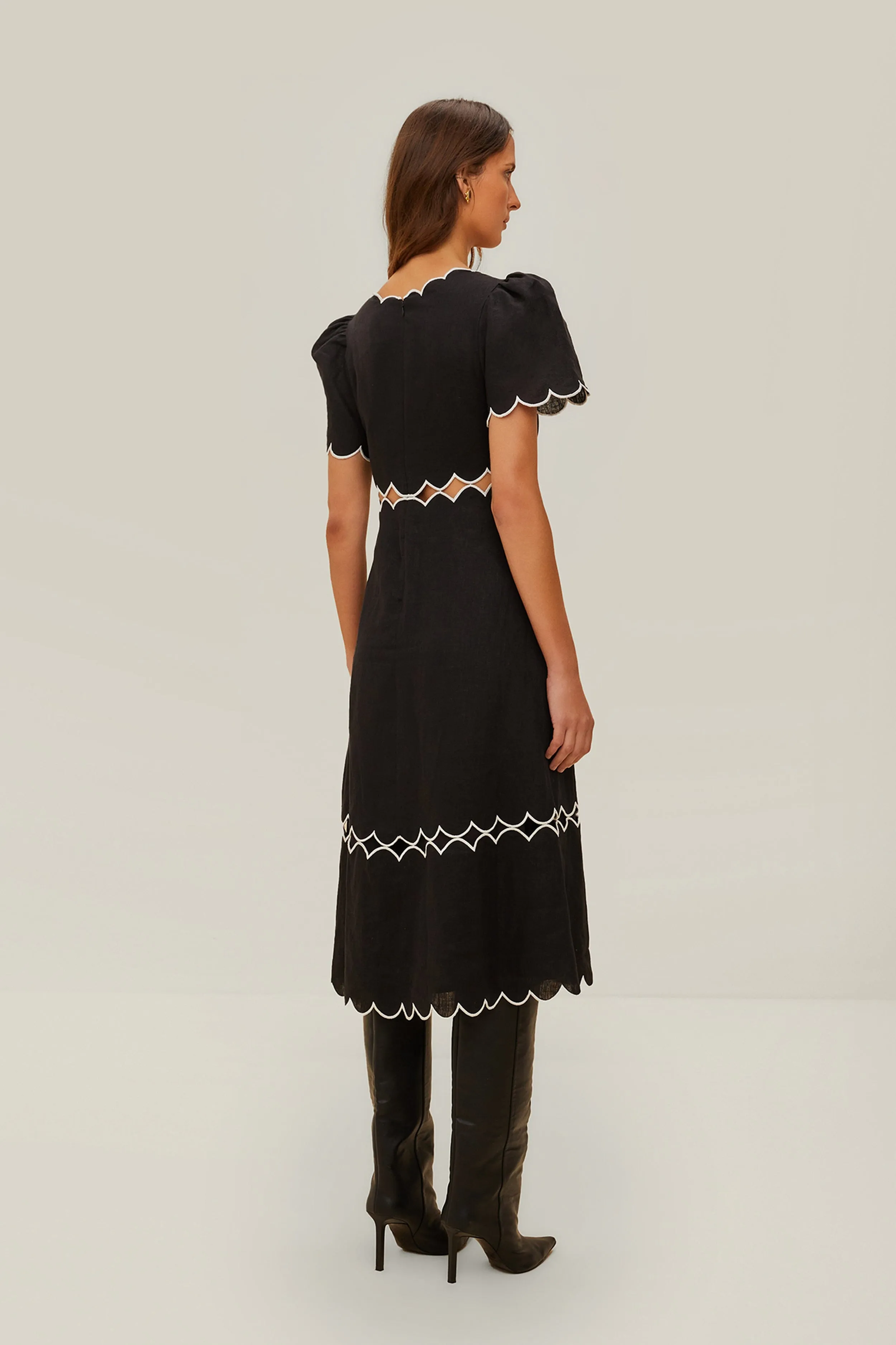 Mountain Day Black Short Sleeve LENZING? ECOVERO? Euroflax? Maxi Dress
