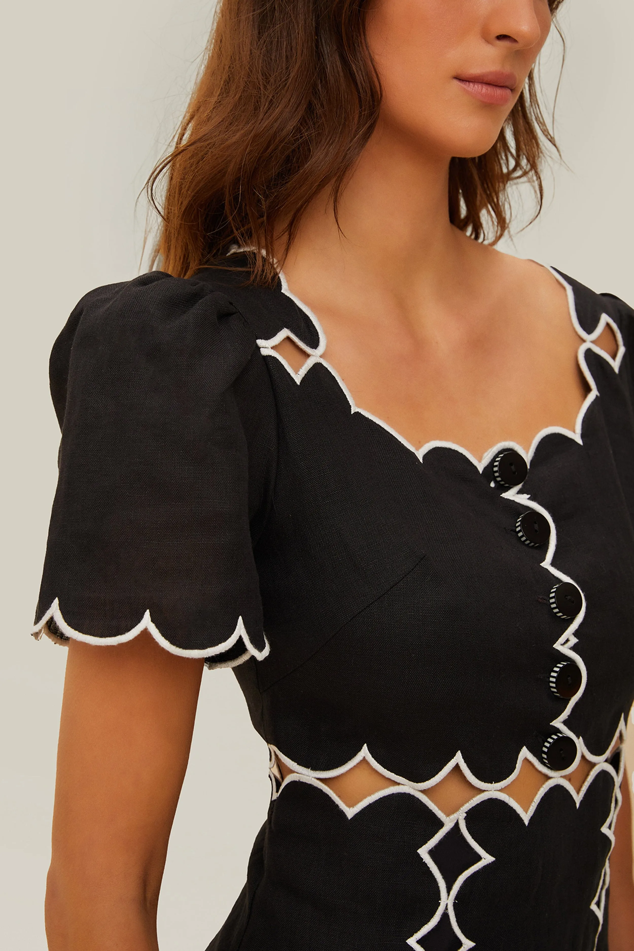 Black Short Sleeve LENZING? ECOVERO? Euroflax? Maxi Dress Meadow Path Beautiful floor-skimming dress