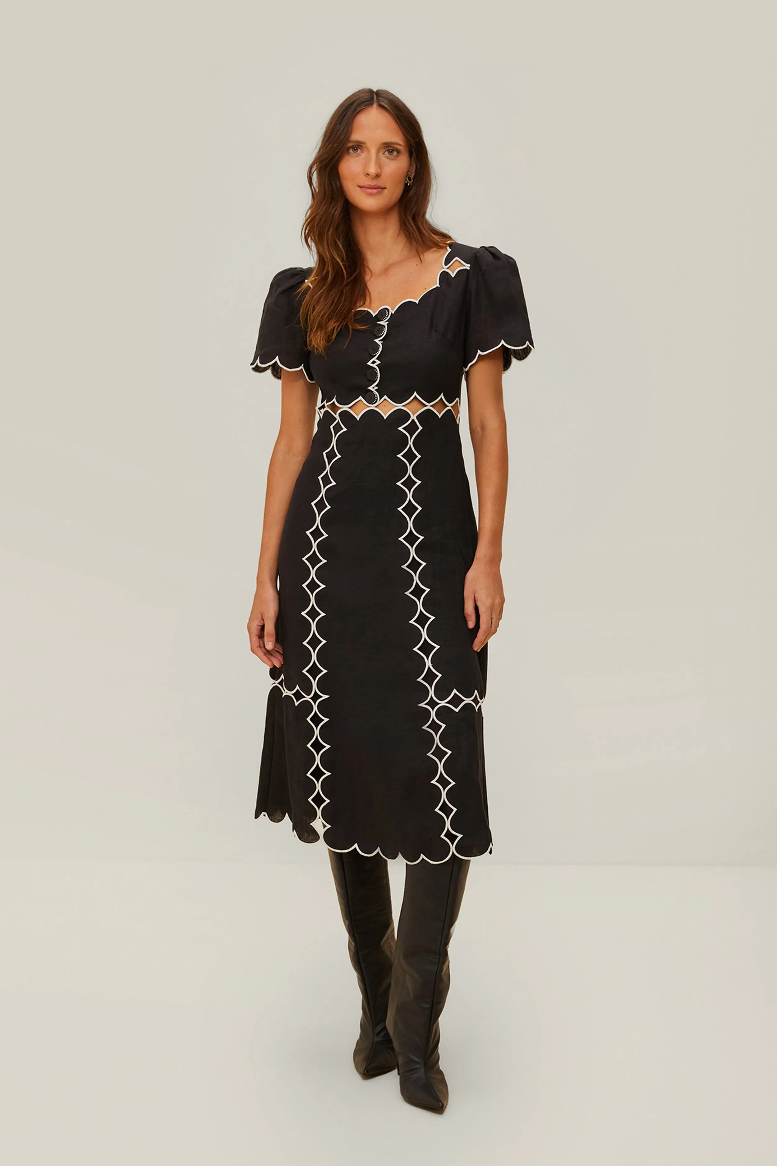 Black Short Sleeve LENZING? ECOVERO? Euroflax? Maxi Dress Net Glow Gala Mood