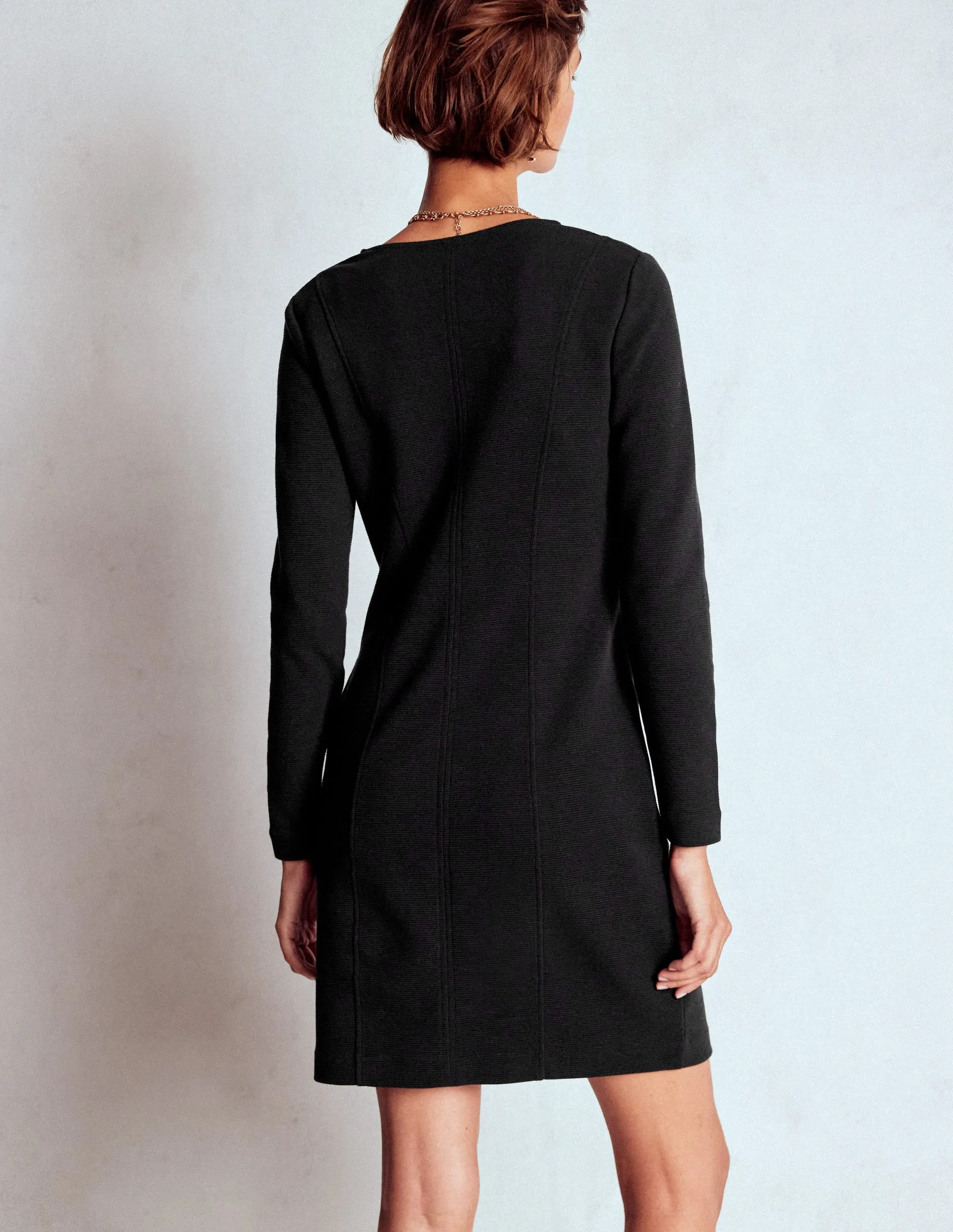 Eye Candy Ellen V-neck Ottoman Dress-Black