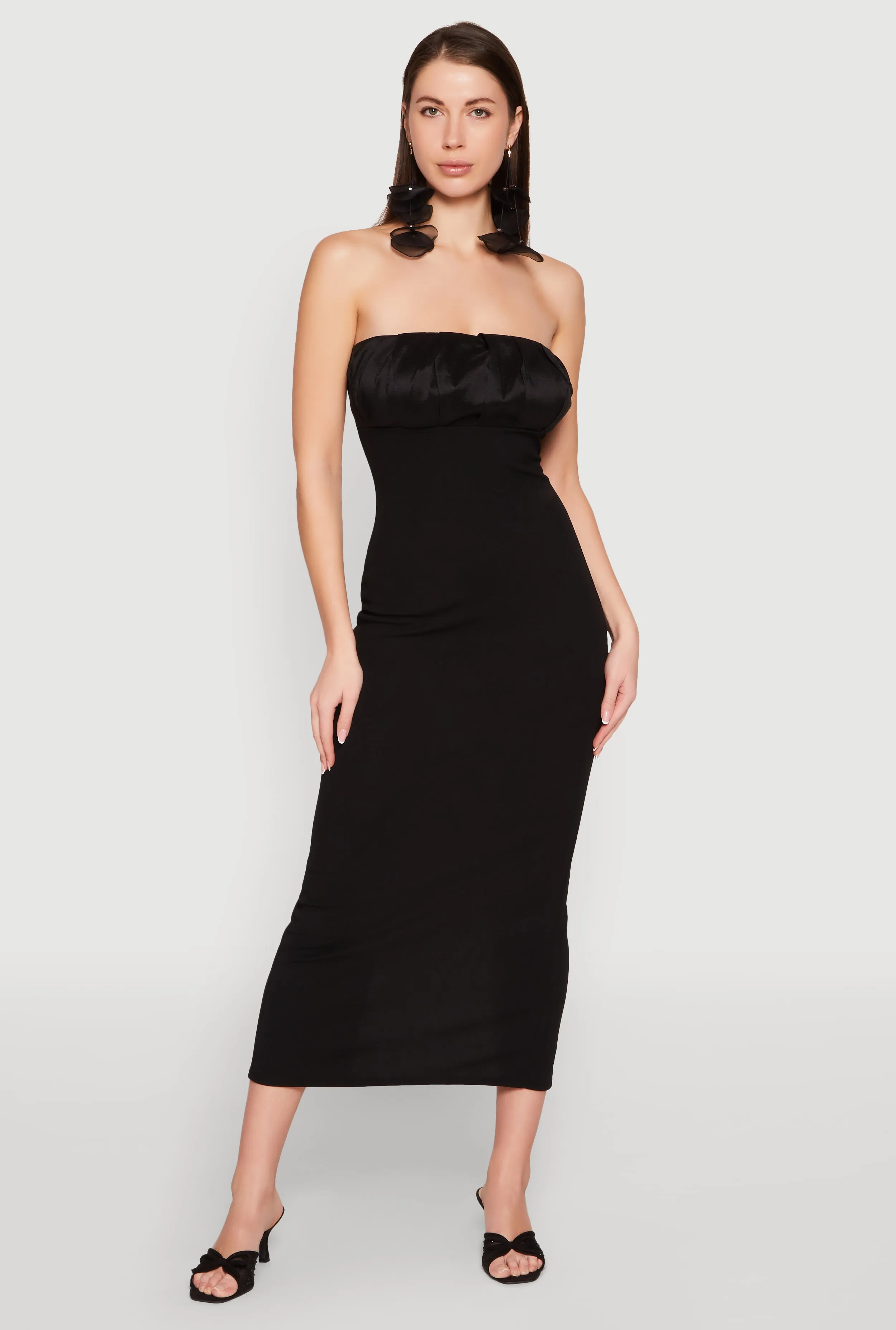 Empire Waist Slit Back Maxi Dress Cold Cozy