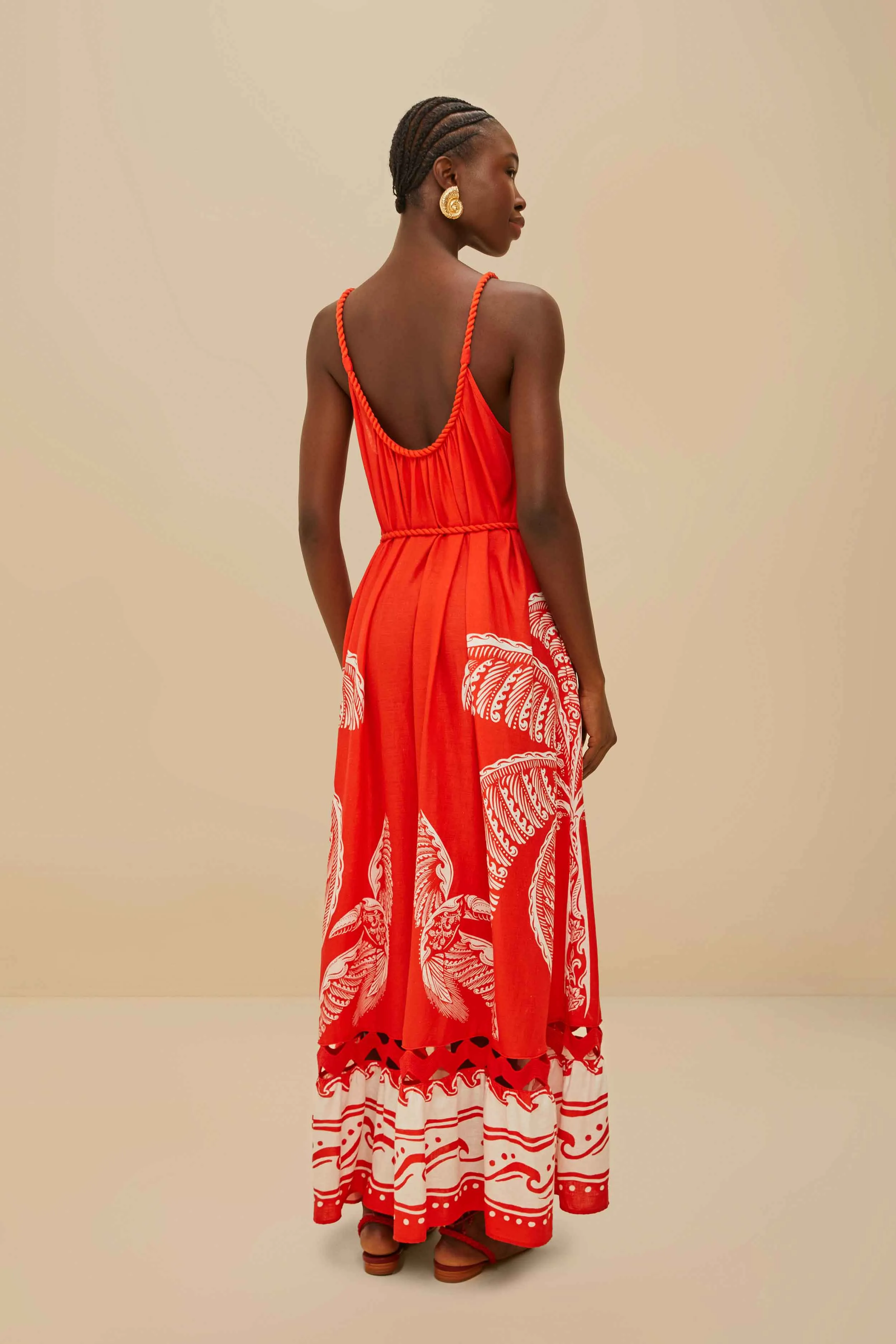 Red Majestic Coconut Tree LENZING? ECOVERO? Euroflax? Maxi Dress With its timeless design this dress is perfect for any season and any setting Organza Glow