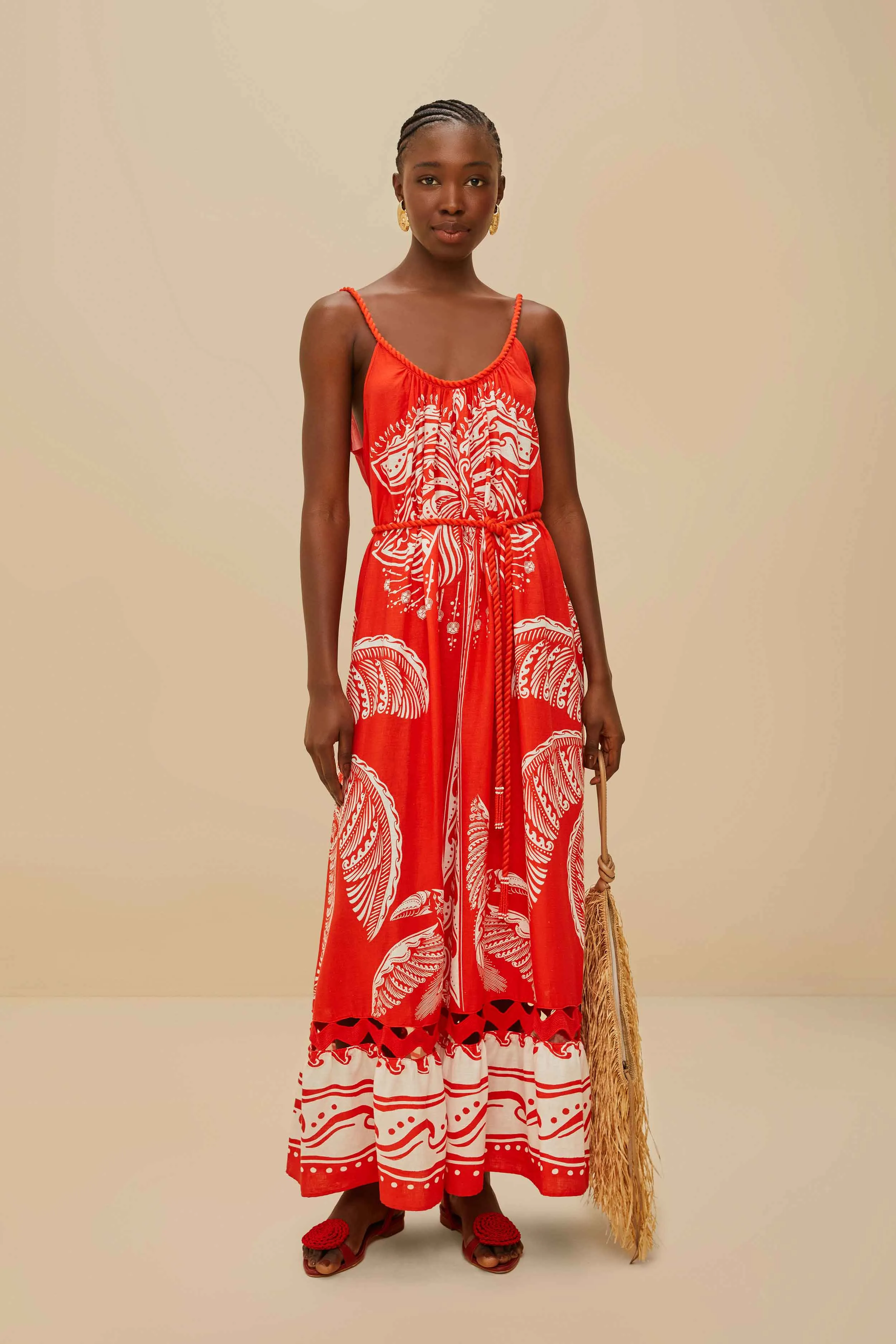 Red Majestic Coconut Tree LENZING? ECOVERO? Euroflax? Maxi Dress The flowing design of this dress ensures freedom of movement while looking sophisticated handmade detail