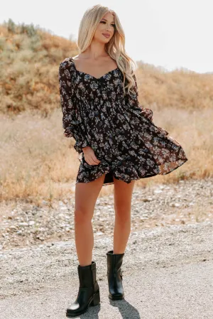 Stylish Wear Hot Beat Midnight Blooms Floral Mini Dress (Baked Plum)