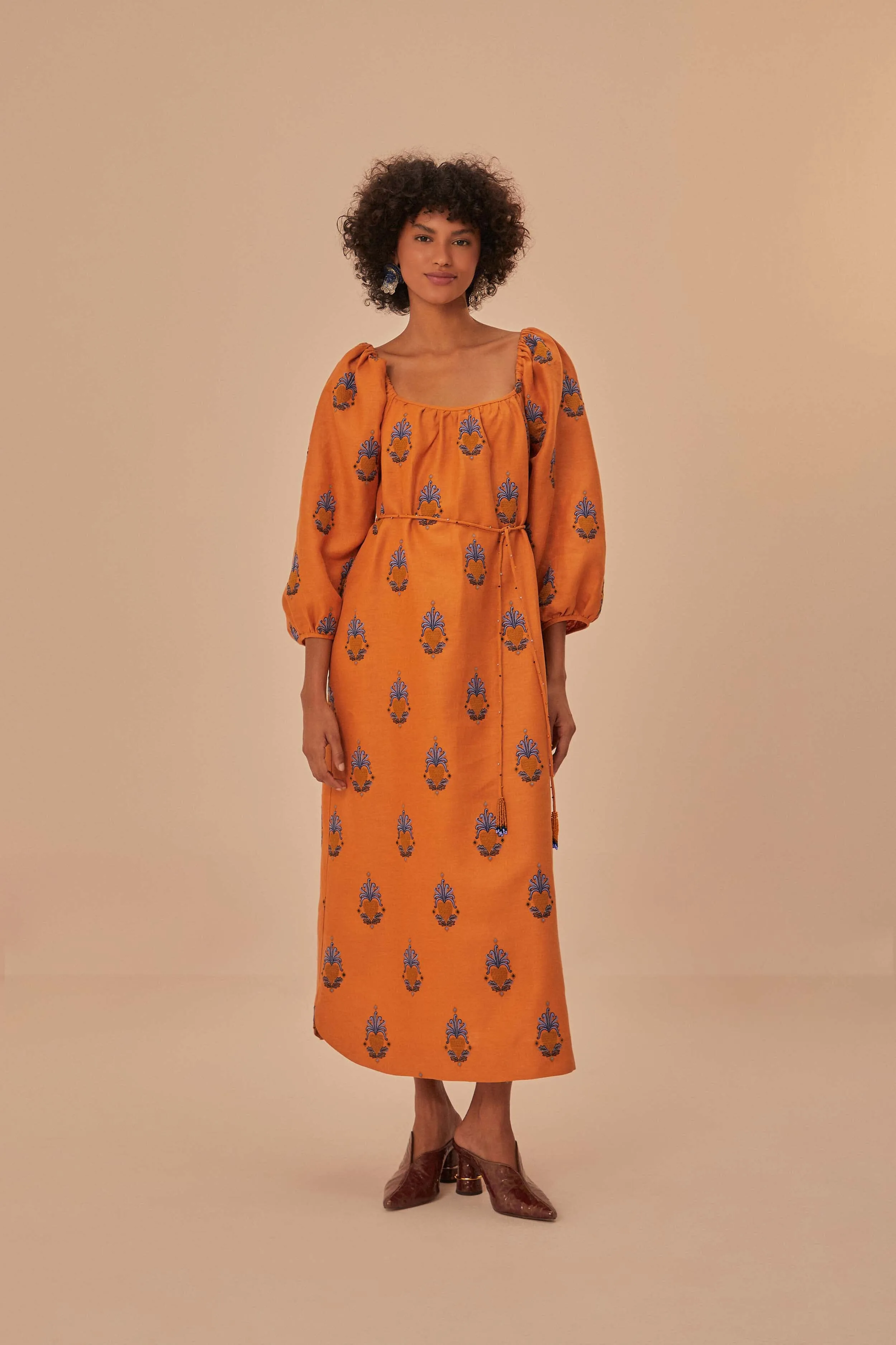 Stylish Silhouettes Yellow Embroidered Midi Dress
