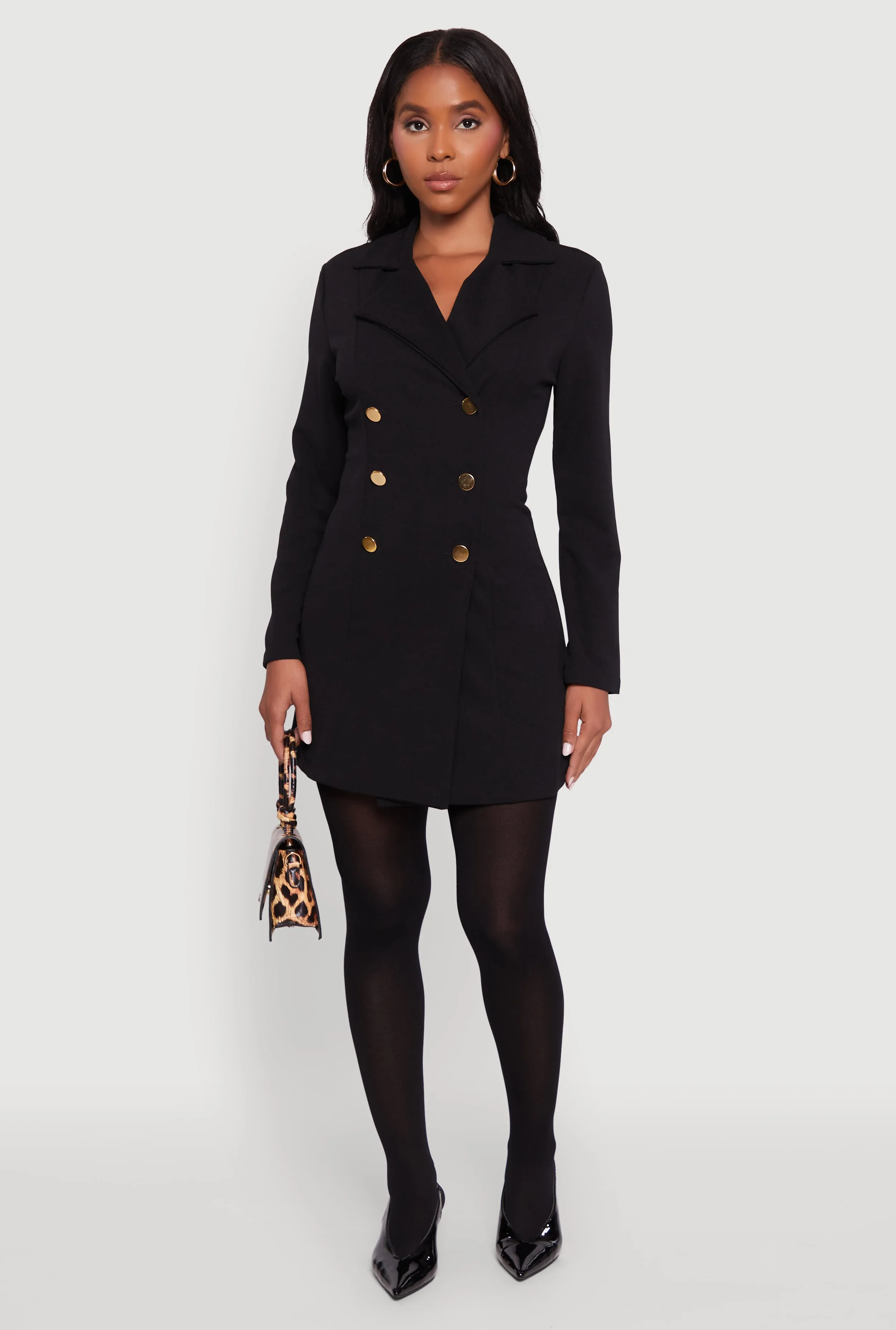 Double Breasted Captains Blazer Dress Skin Tint