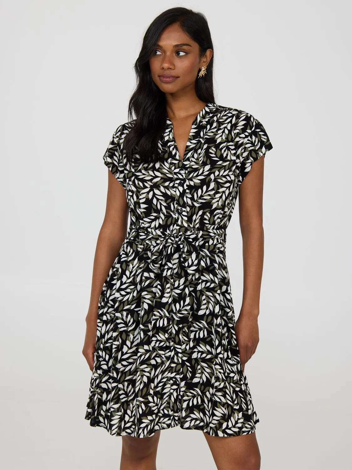 Tropical Print Button-Front Textured Dress and Versatile evening mini dress. Trend Beat