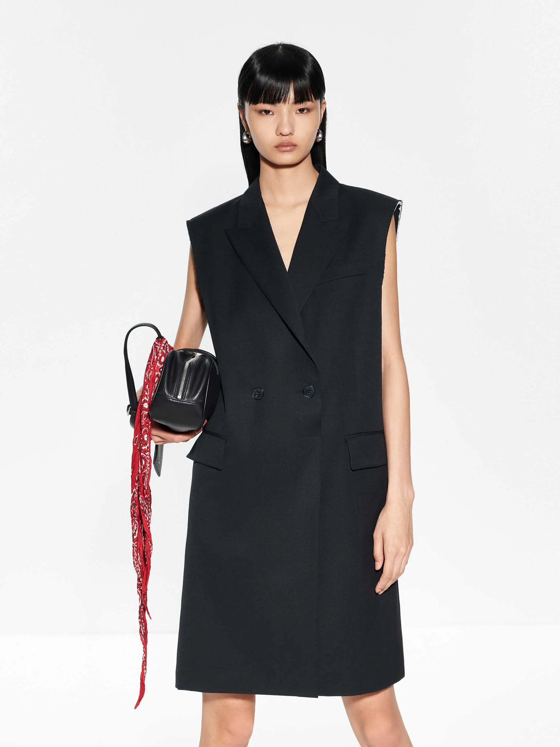 Fashionable short dress for events Wool Blend Tailored Dress