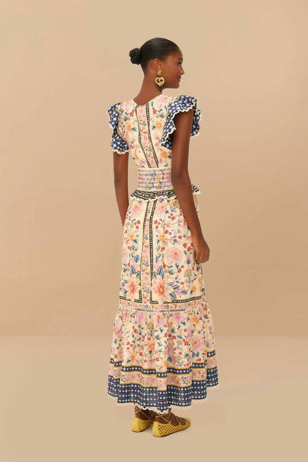 Storm Calm Cream Superbloom Tapestry Maxi Dress
