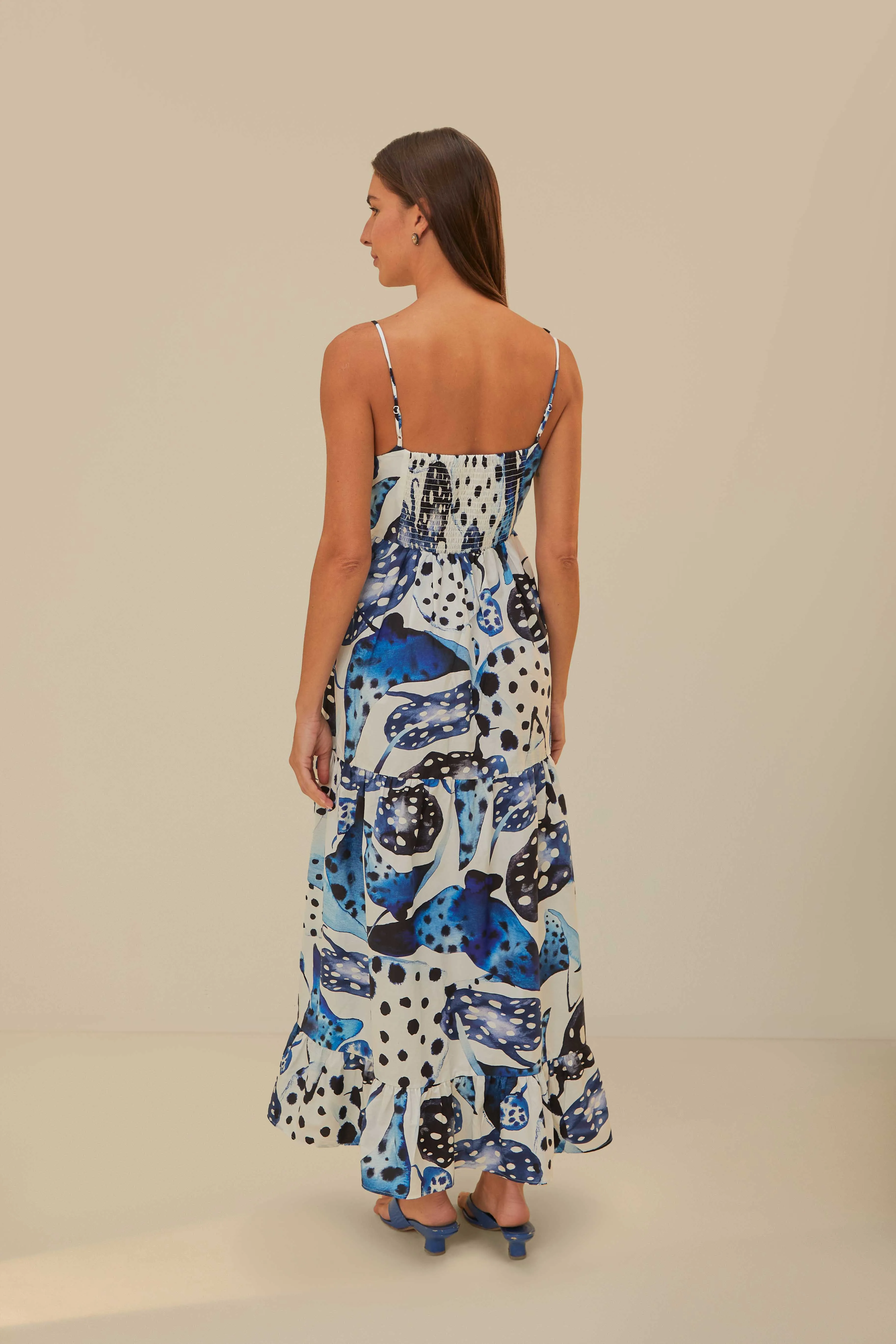 Off-White Mantas Organic Cotton Maxi Dress Pastel Sky