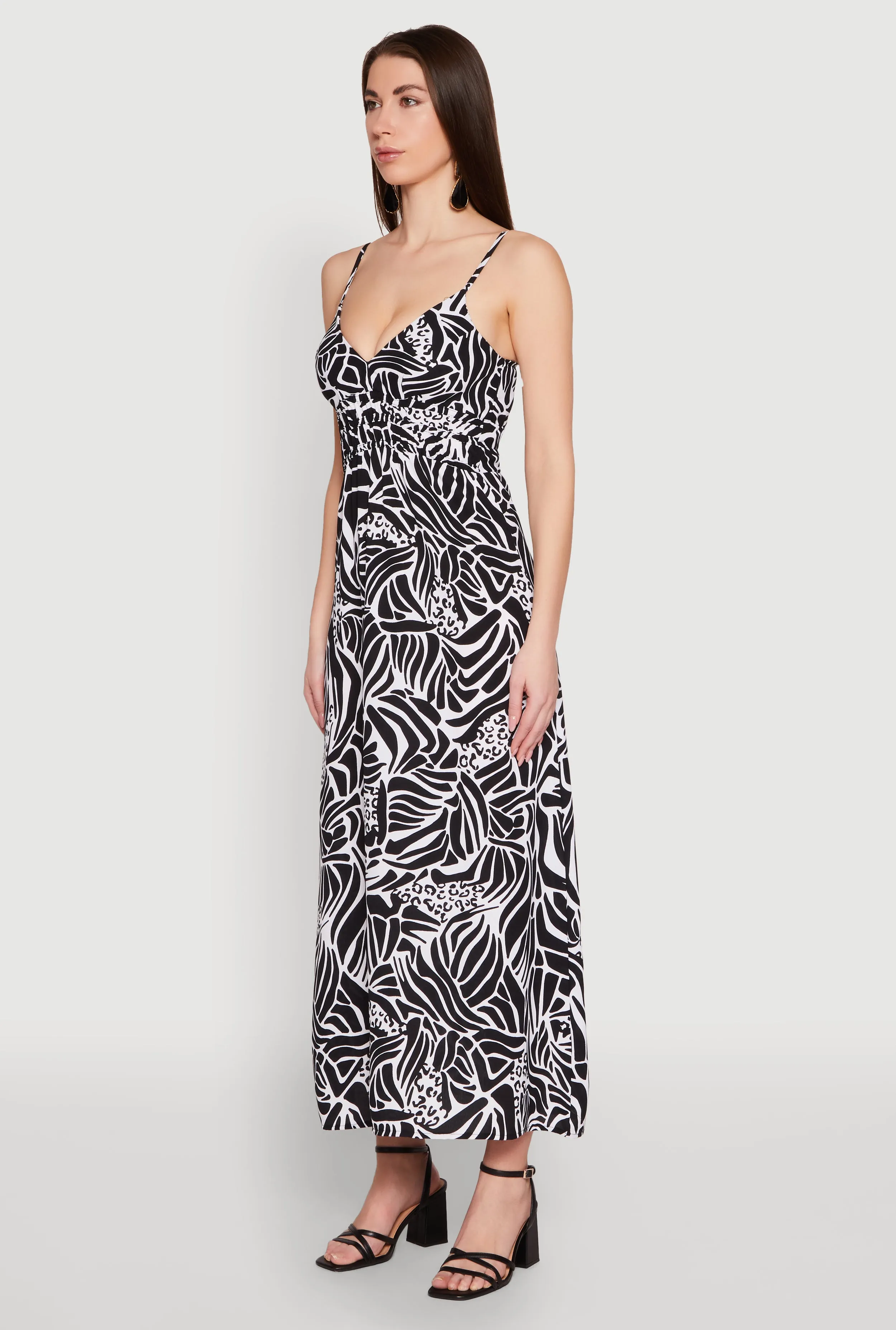 Zebra Leopard Print Empire Waist Maxi Dress Boho chic Goddess Glow