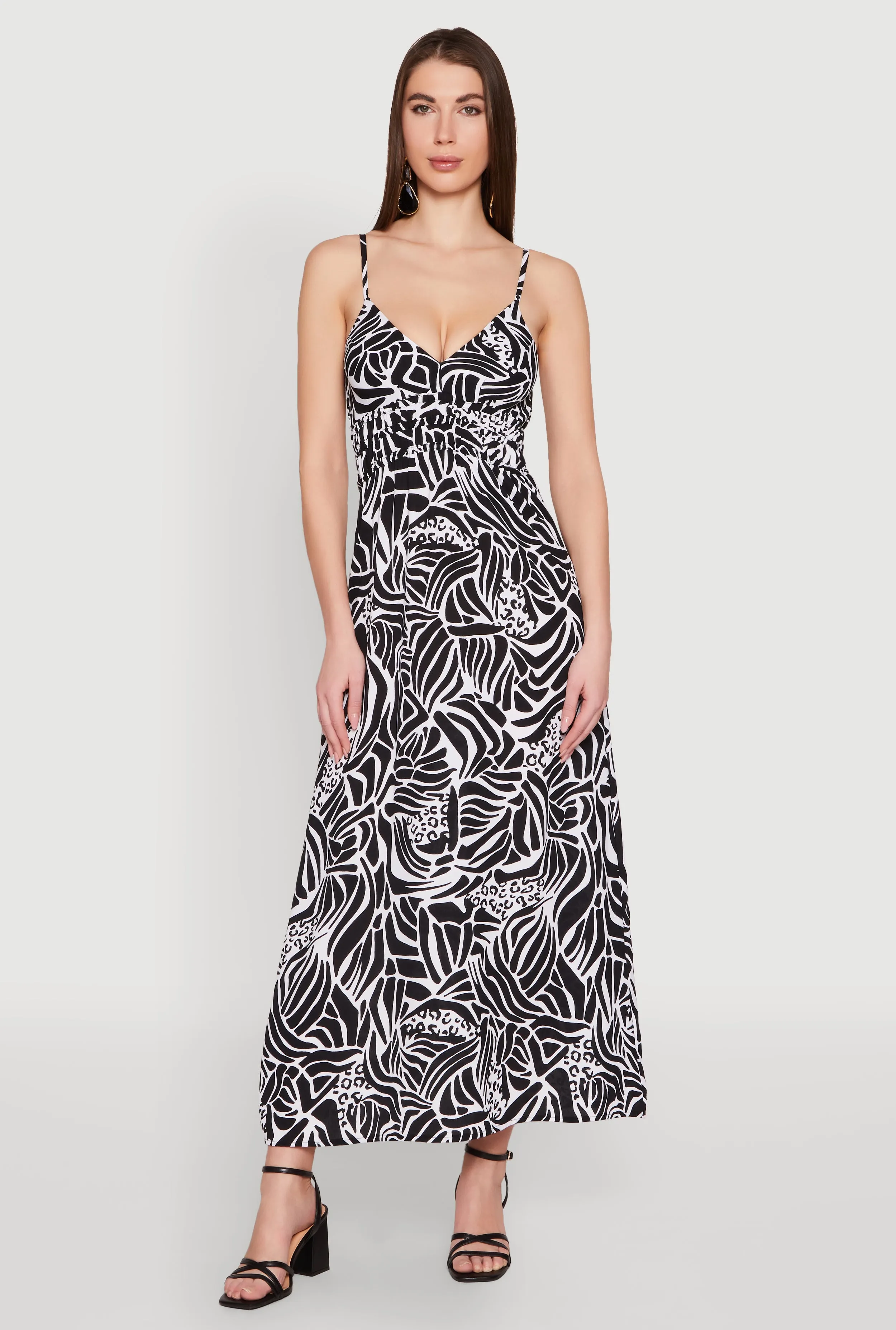 Zebra Leopard Print Empire Waist Maxi Dress Elegant formal maxi