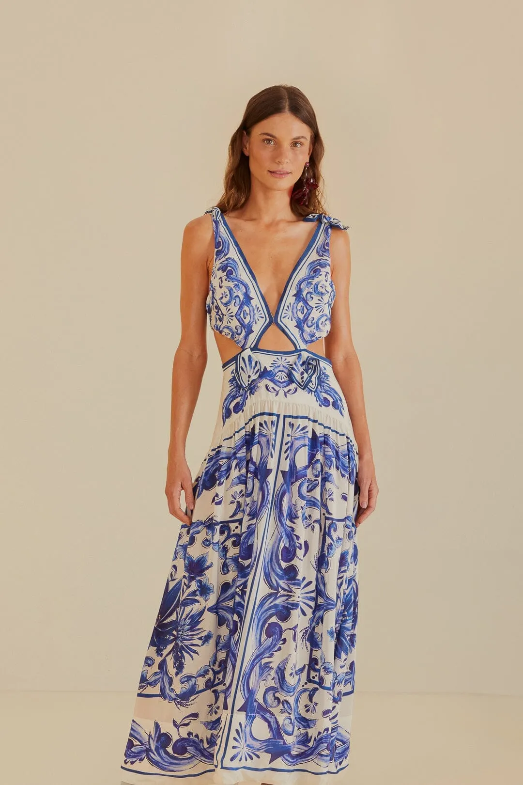 Brick Glow Effortless vacation dress Off-White Garden Tiles Maxi Dress