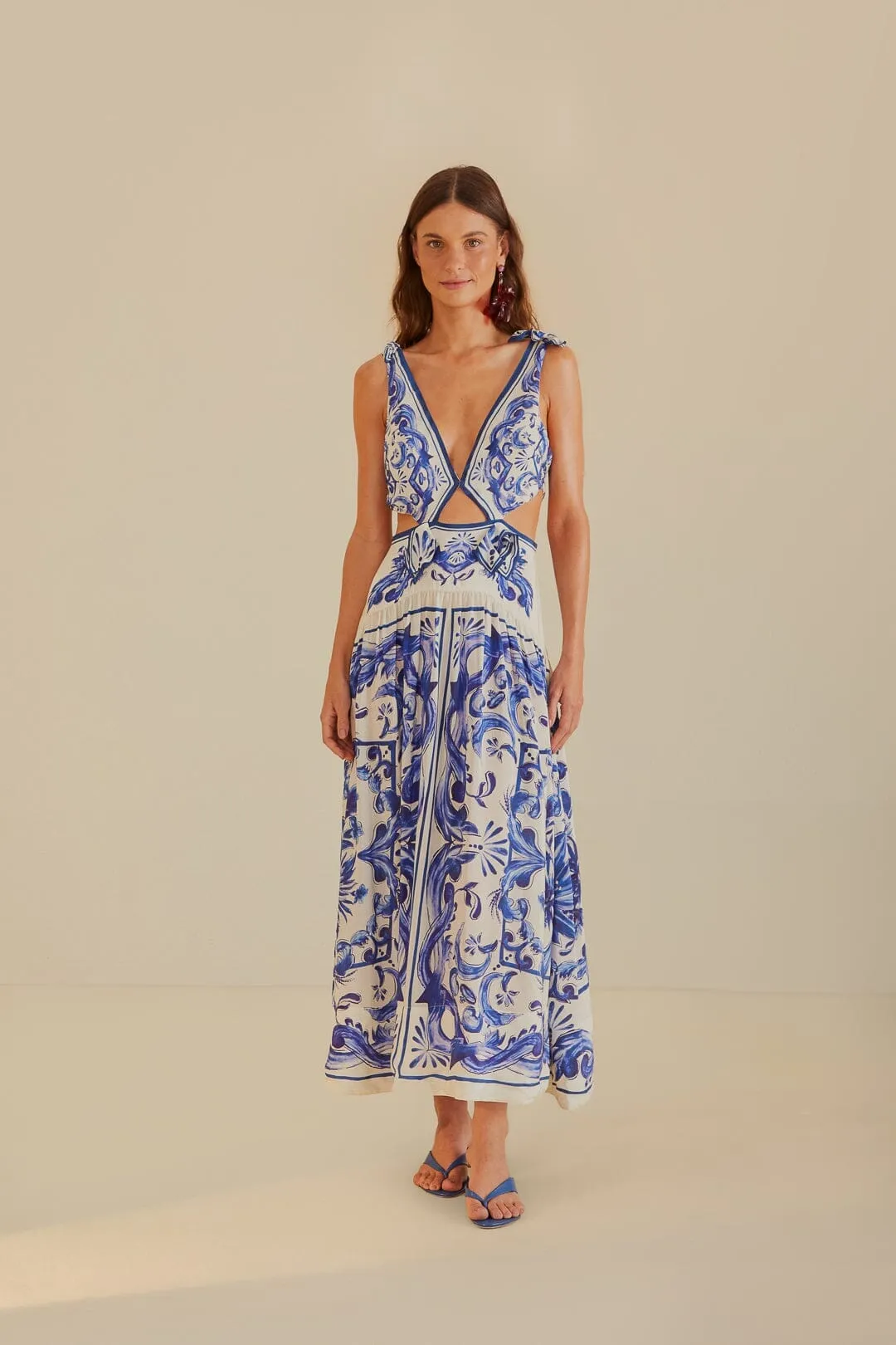 Off-White Garden Tiles Maxi Dress Wood Glow Shell Glow