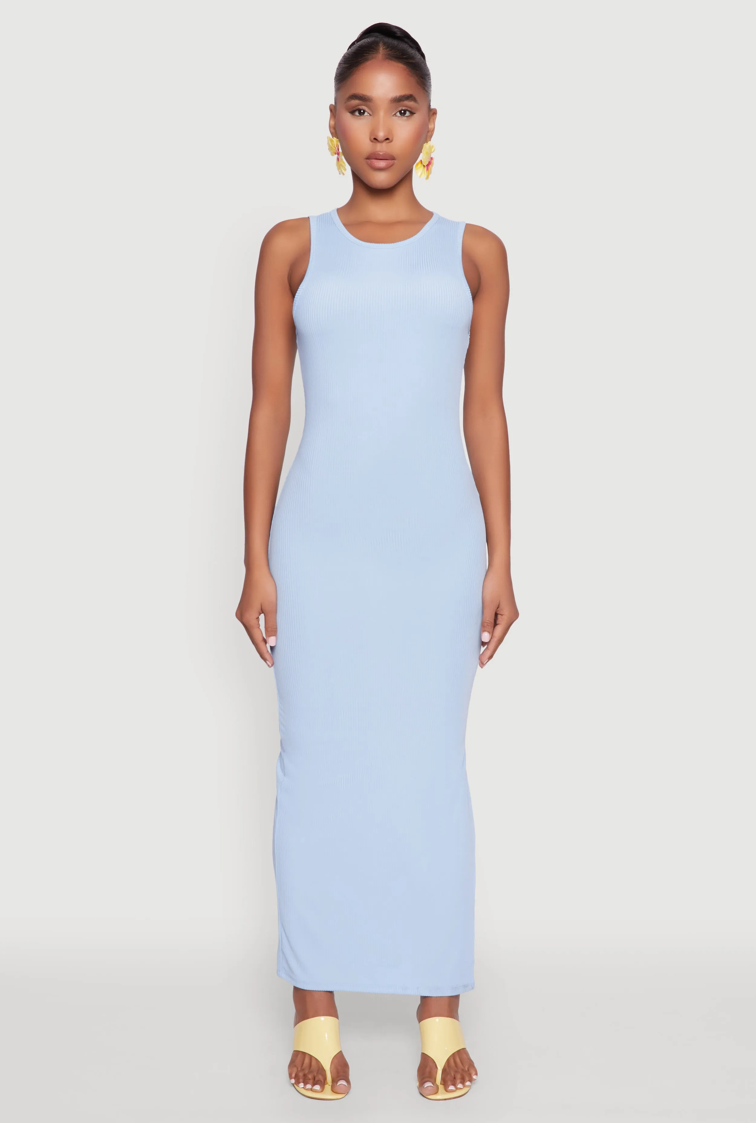 Rib Knit Side Slit Maxi Dress Harvest Glow