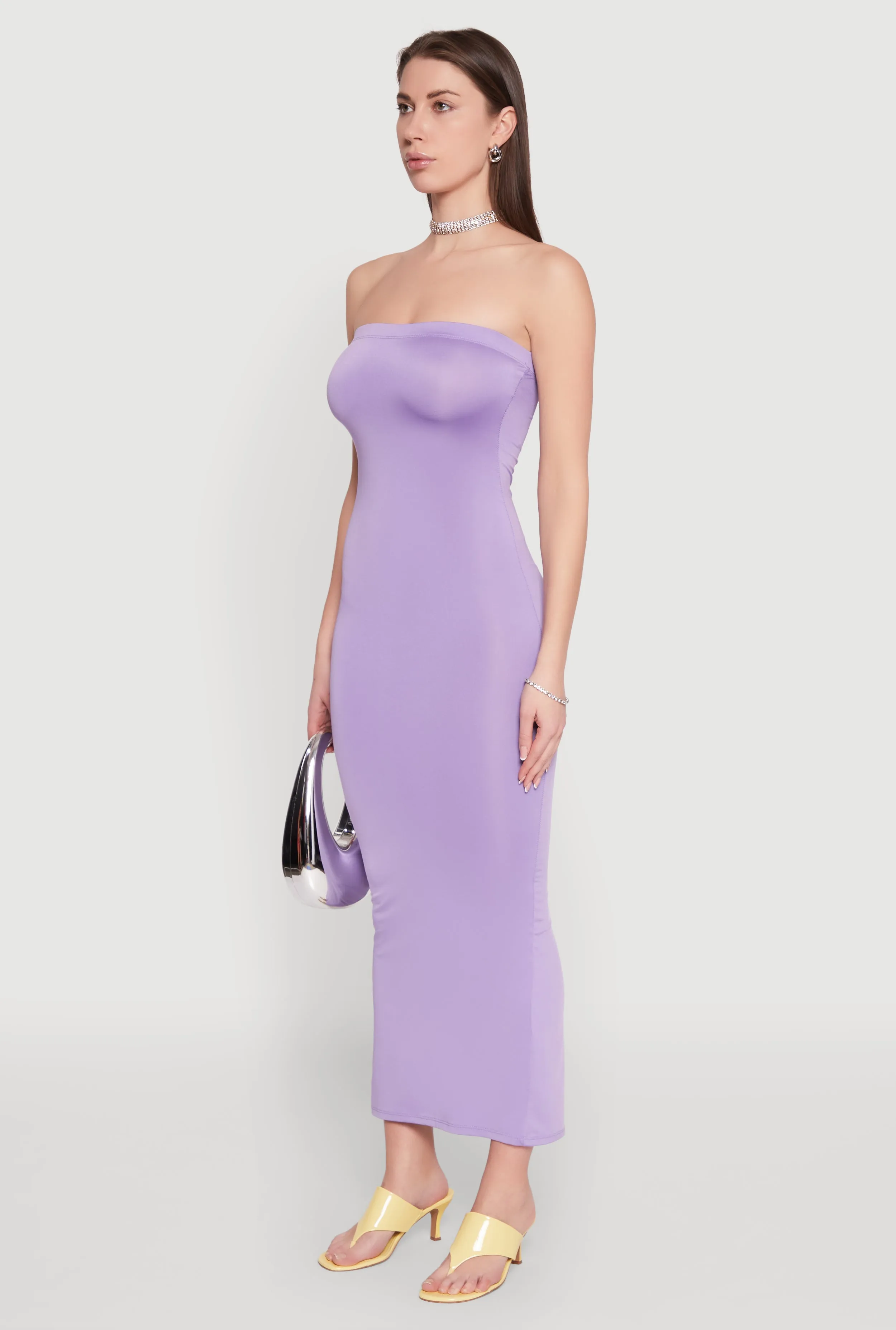 Slit Back Maxi Tube Dress The simple yet stylish design of this maxi dress makes it an ideal choice for any occasion Soft Dawn
