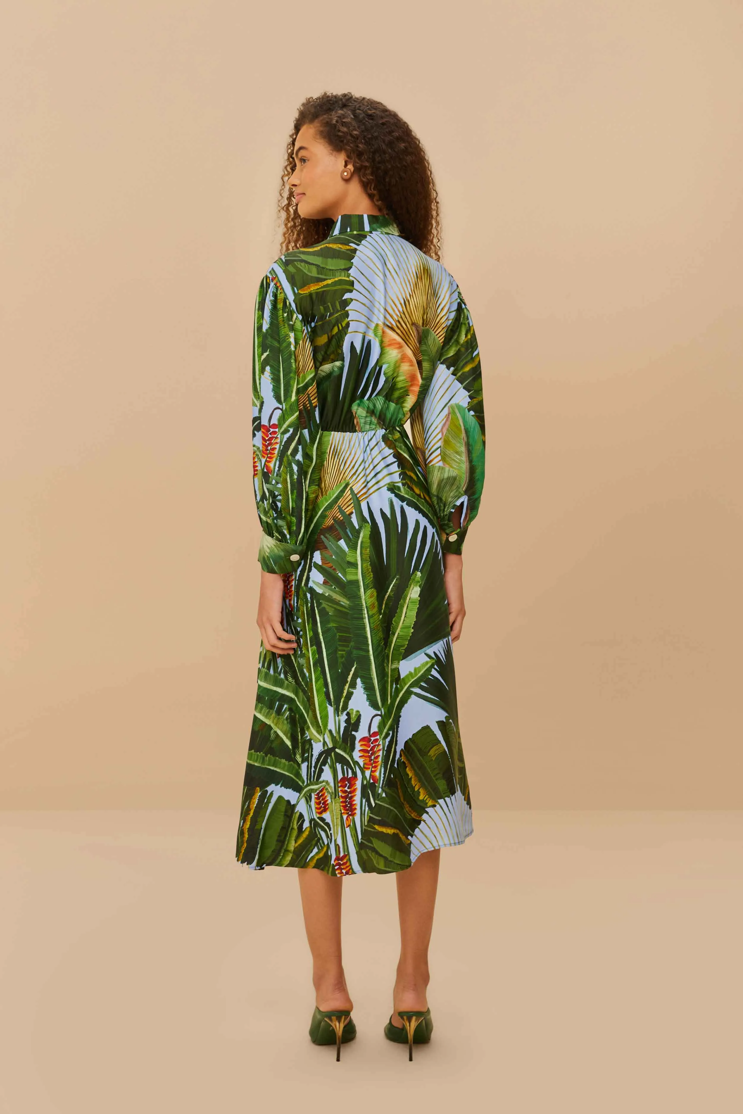 Blue Amazonia Forest LENZING? ECOVERO? Viscose Midi Dress Court Yard
