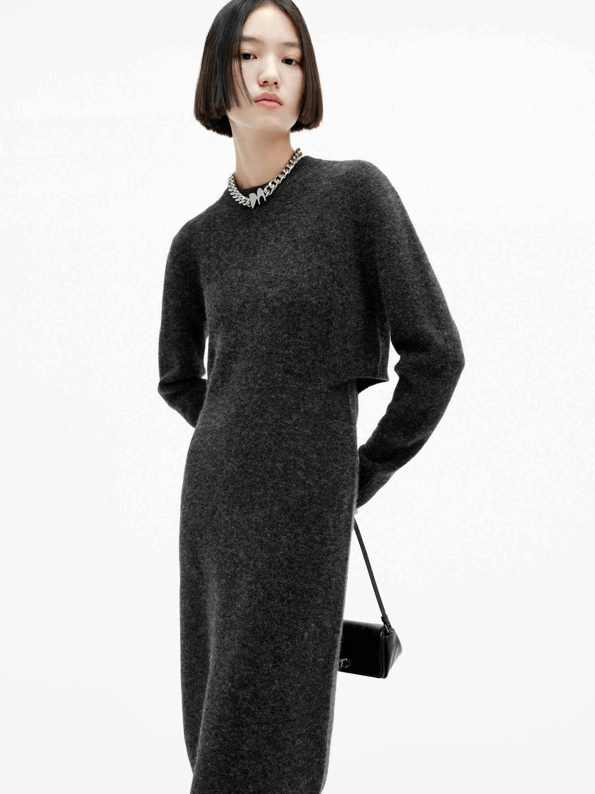 Lace Fine Cutout Waist Mid Dress