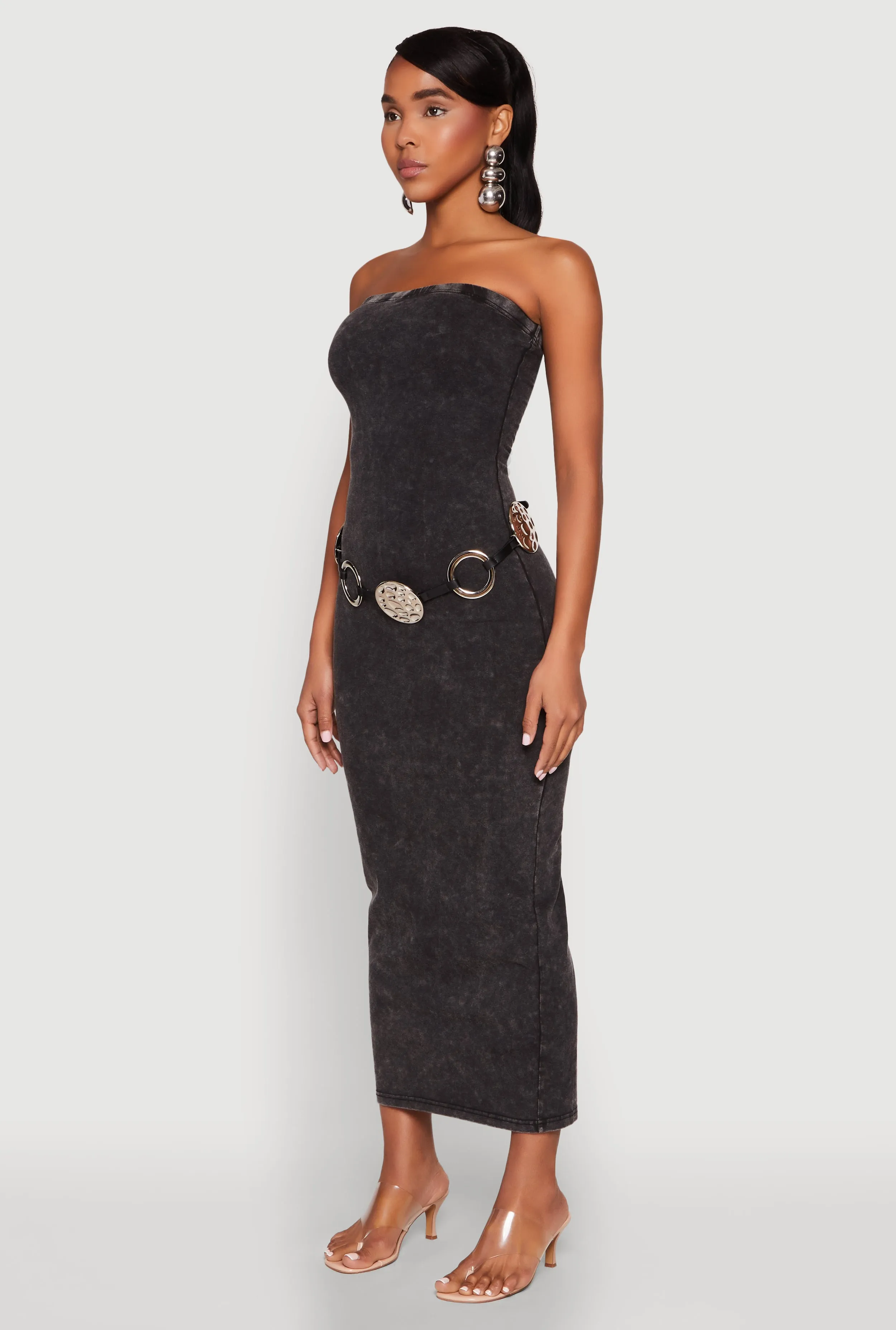 Gray Mist Graceful full-length gown Daisy Mineral Wash Maxi Tube Dress