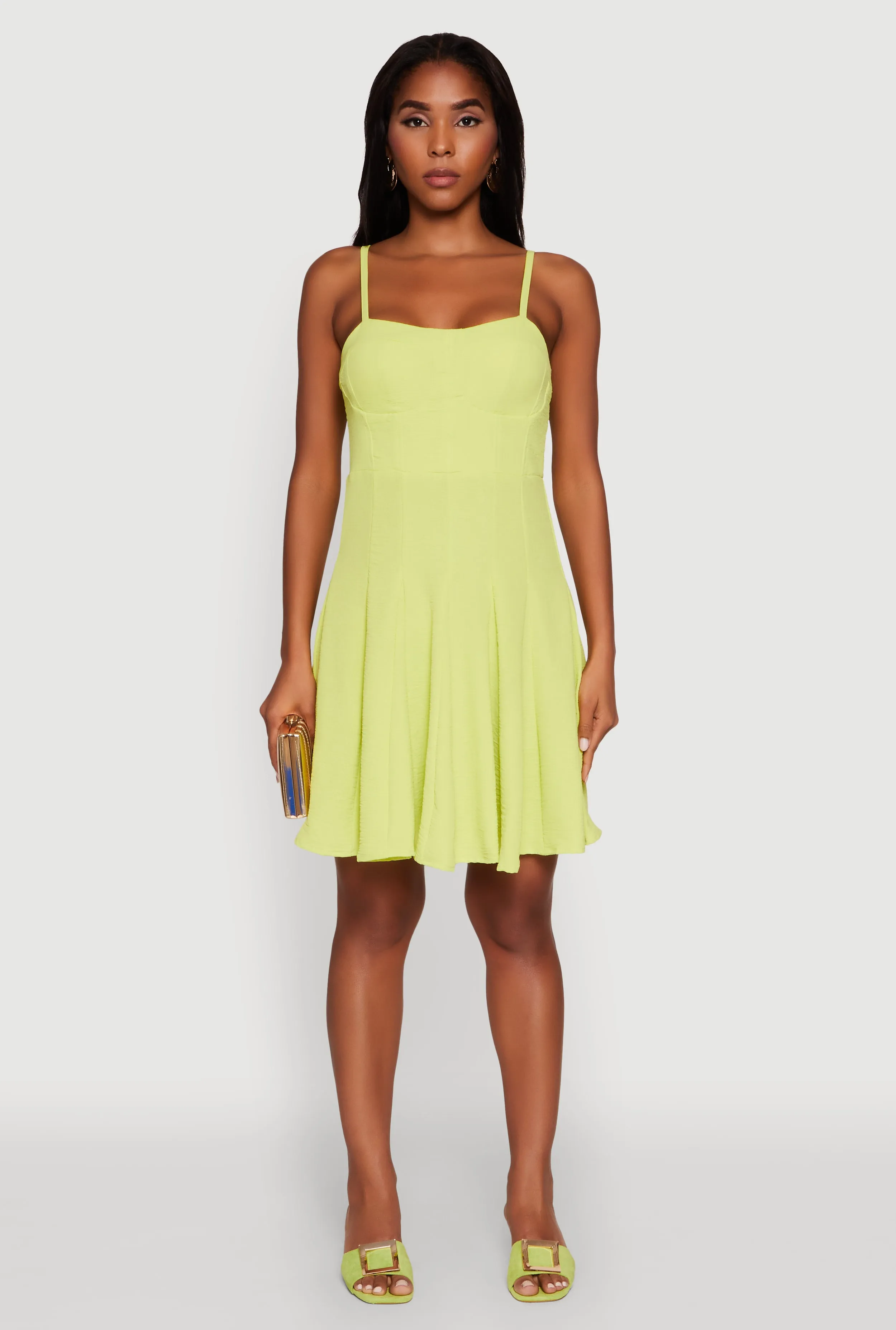 Trendy Crepe Knit Padded Bustier Skater Dress All Season Fashion Edge Mood