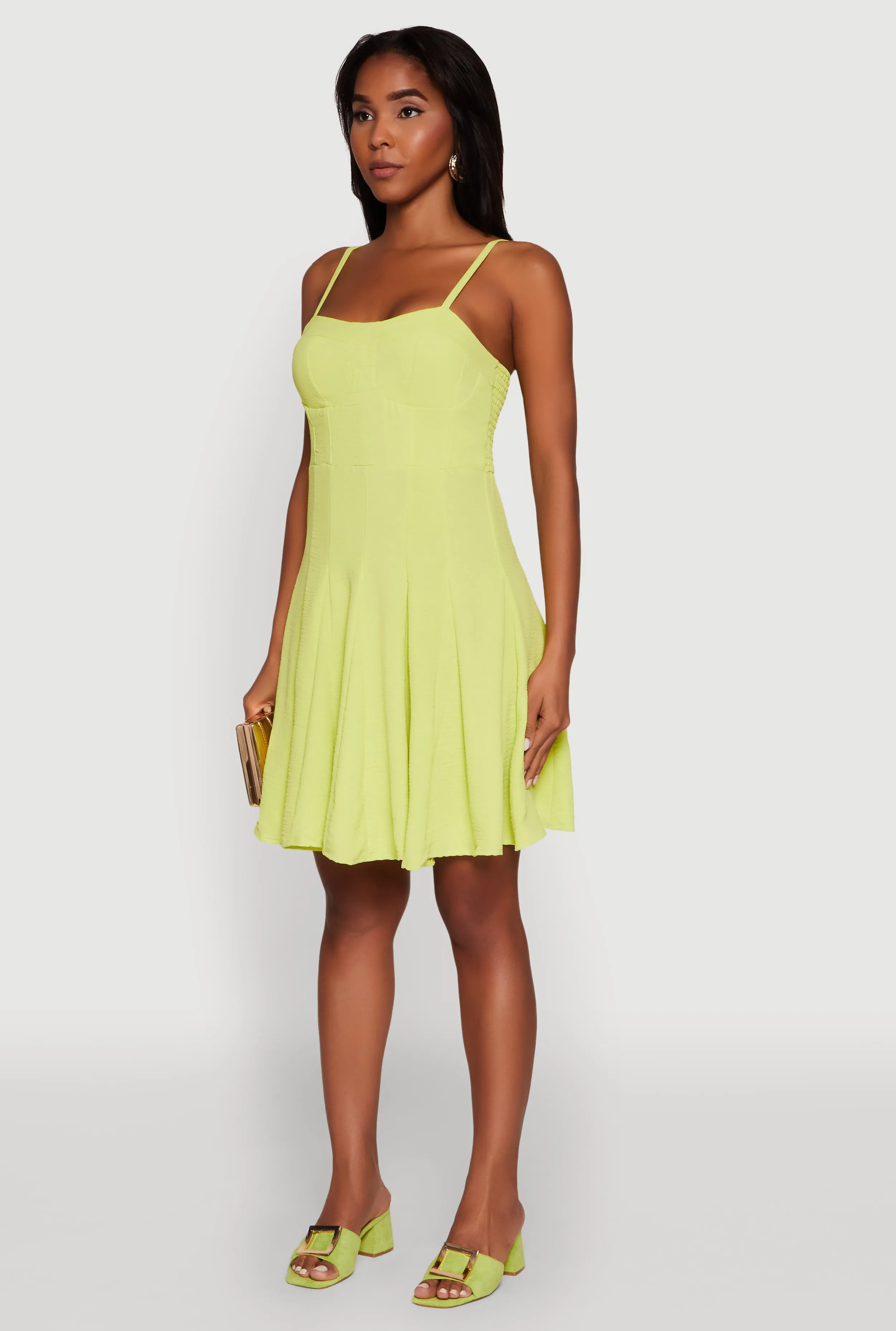 Charming Look Trendy Crepe Knit Padded Bustier Skater Dress