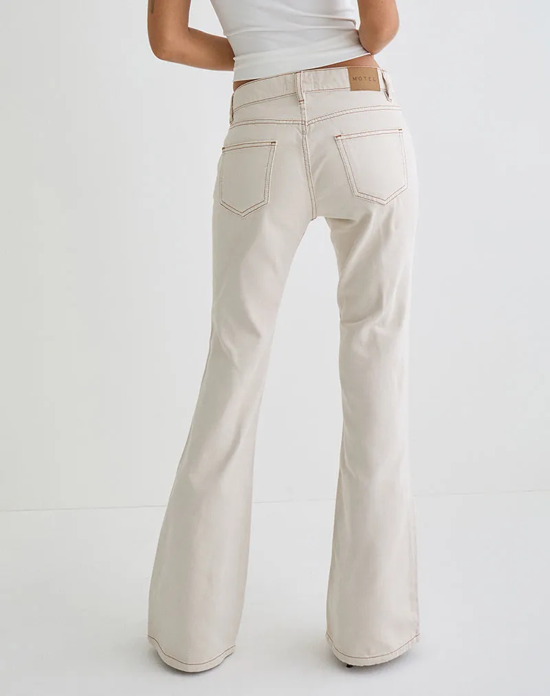 FoldableDesign Rigid Low Rise Flare Jeans in Off White