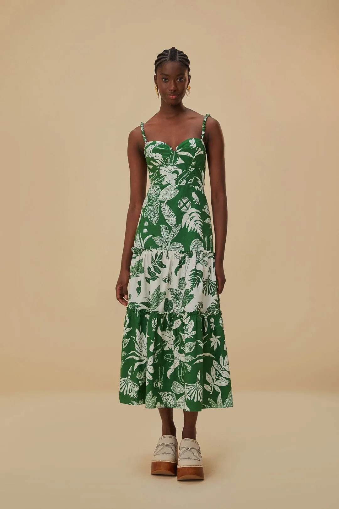 chic aesthetic Forest Soul Mix Midi Dress