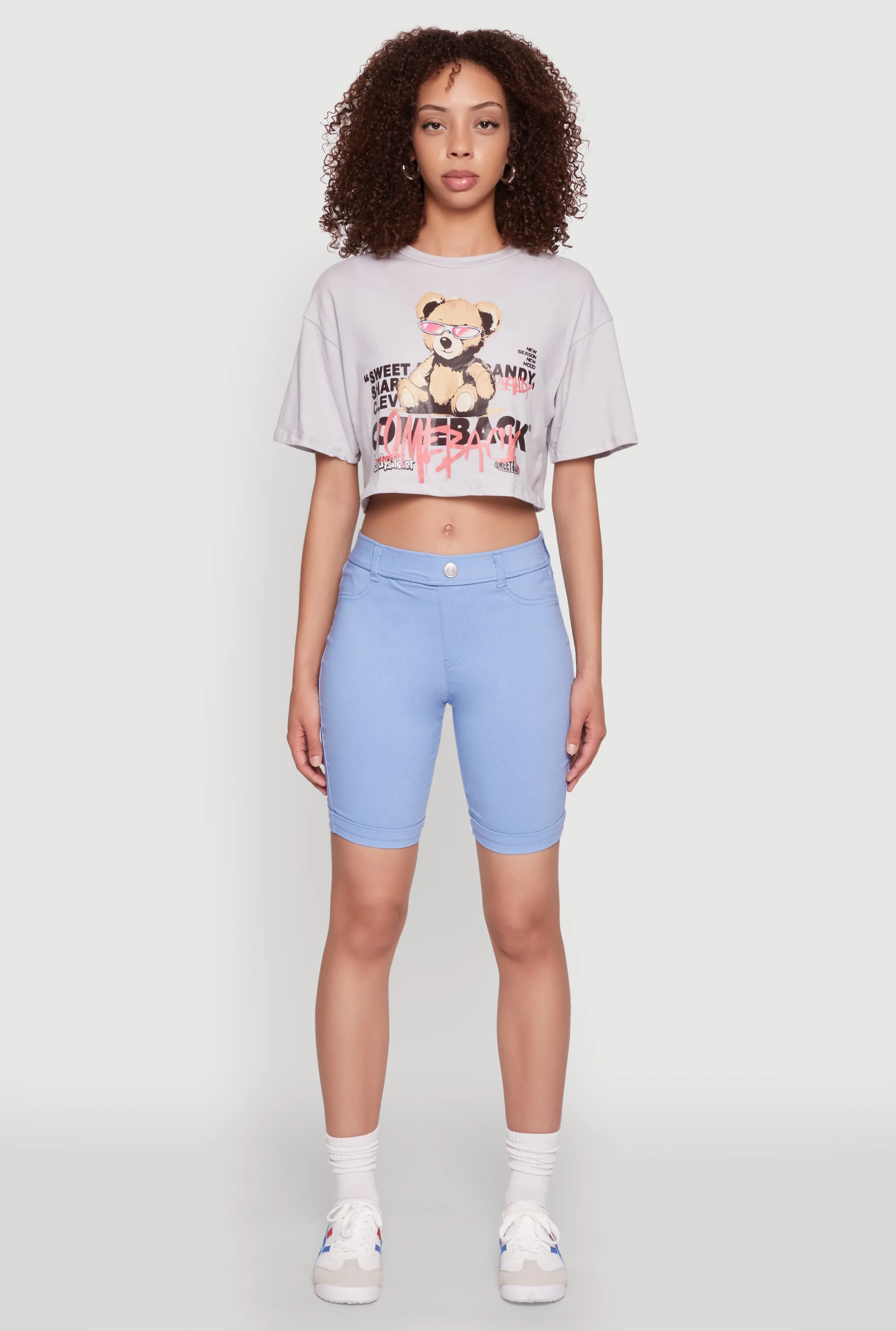 Relaxed and Comfy Comfy Look Comeback Bear Graphic Cropped Tee