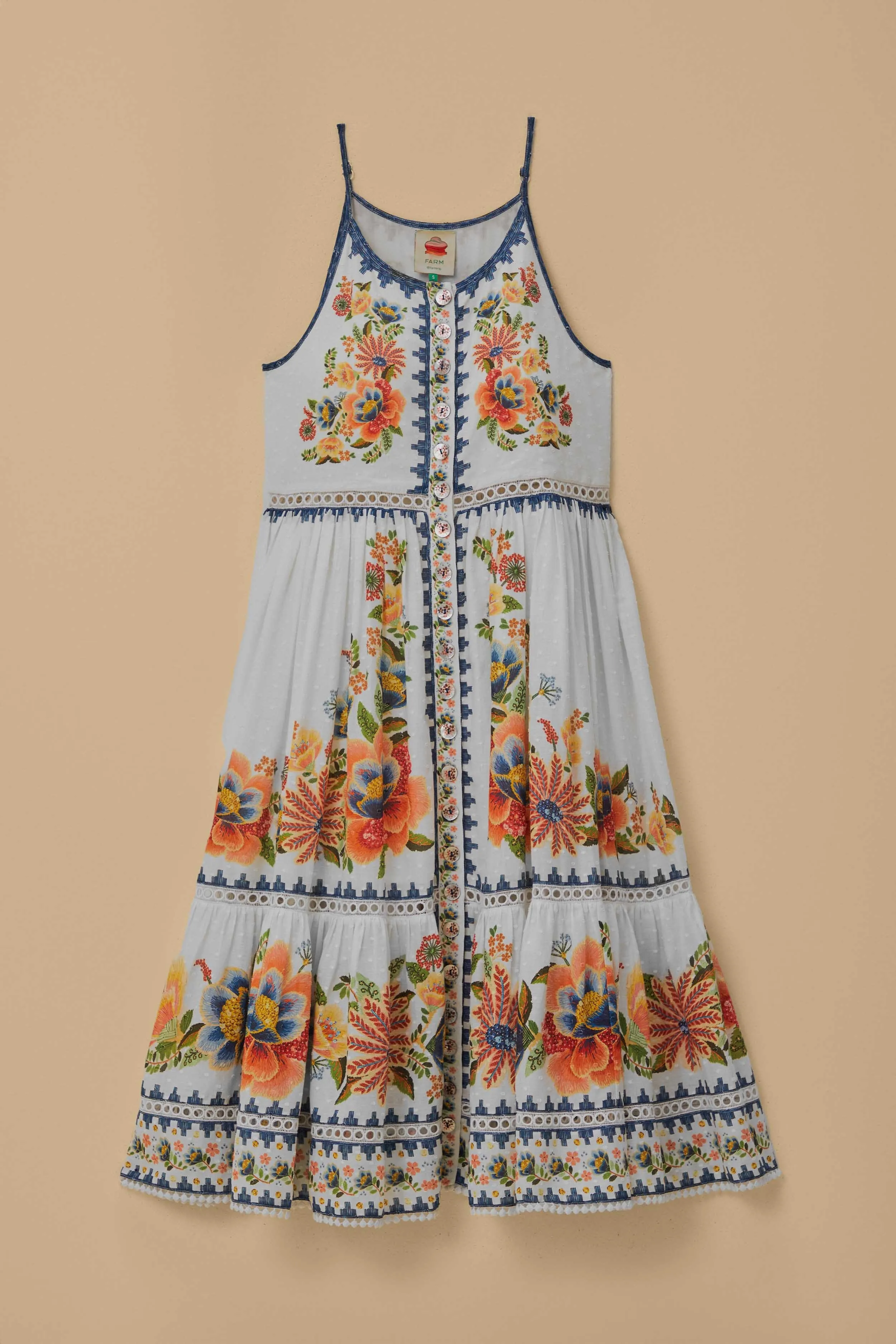 Off-White Delicate Garden Midi Dress Comfy Smart