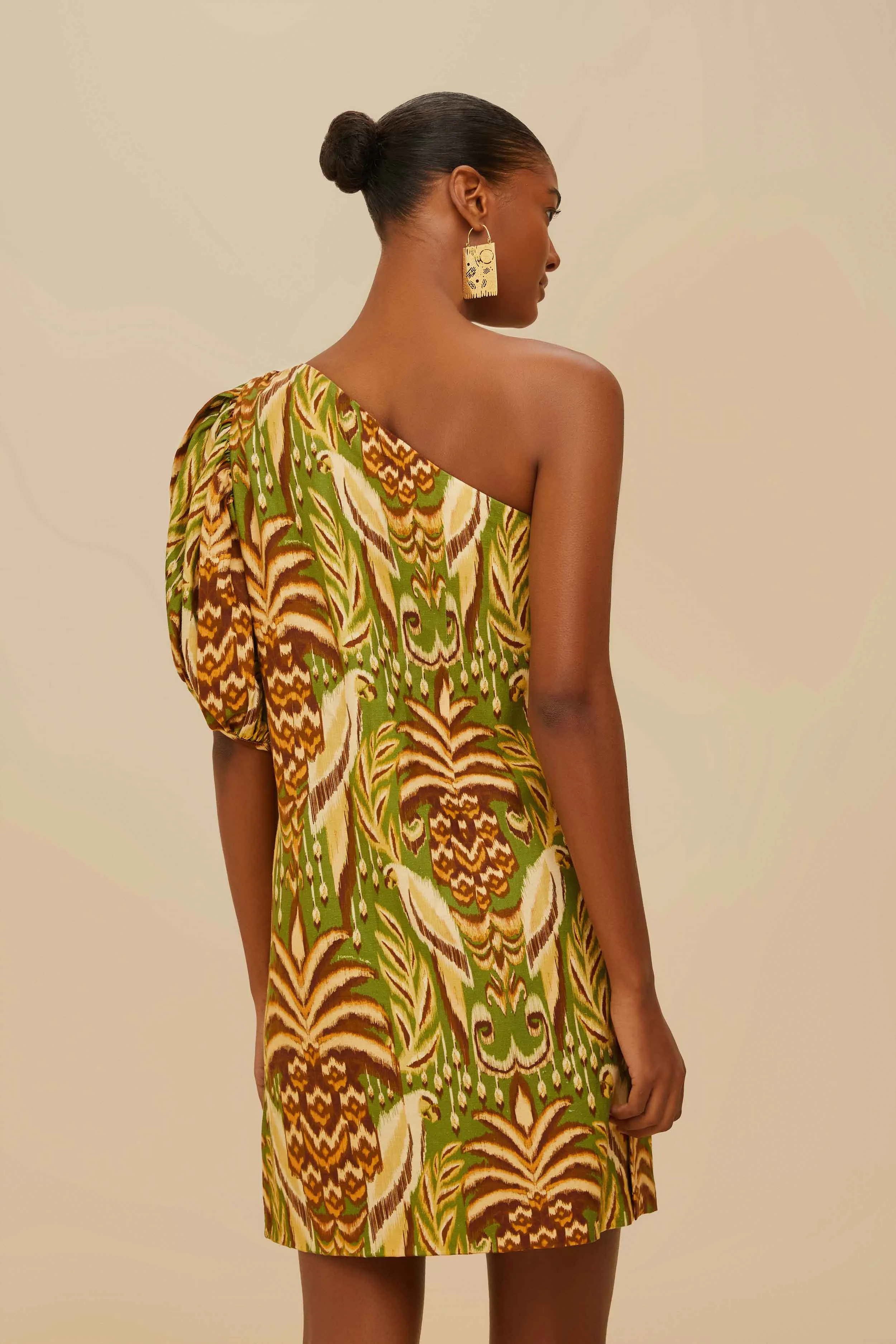 Green Pineapple Tapestry LENZING? ECOVERO? Euroflax? Mini Dress Confident Wear Chic Design