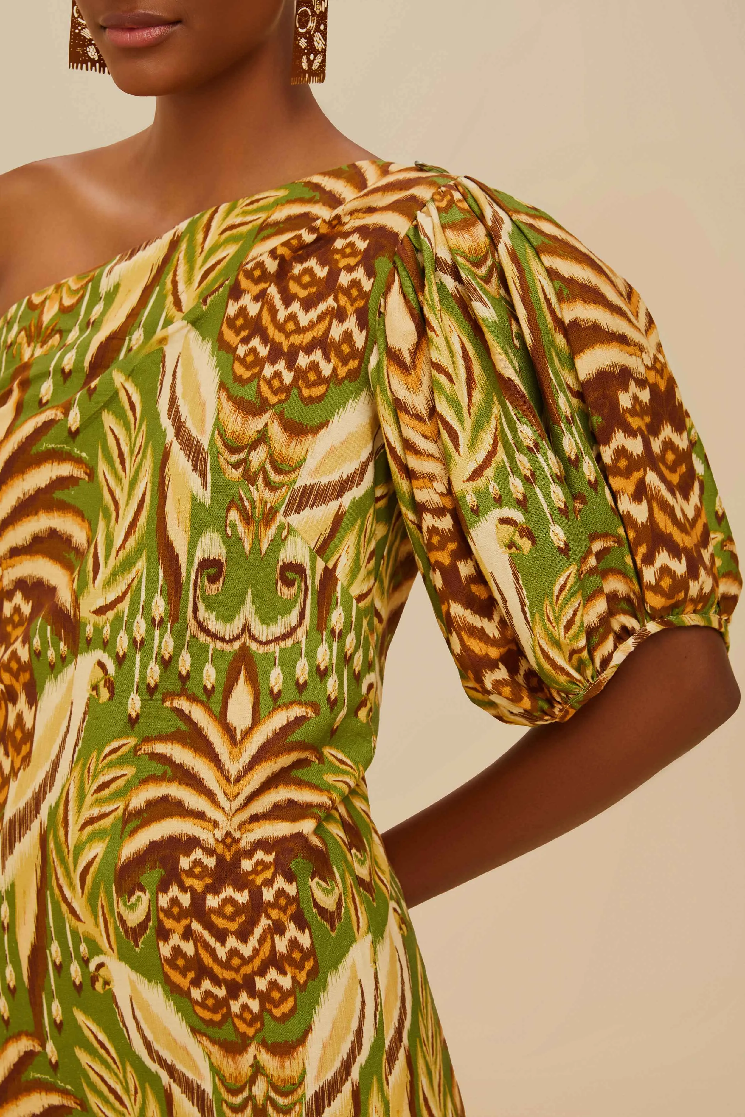 Light Edge Green Pineapple Tapestry LENZING? ECOVERO? Euroflax? Mini Dress