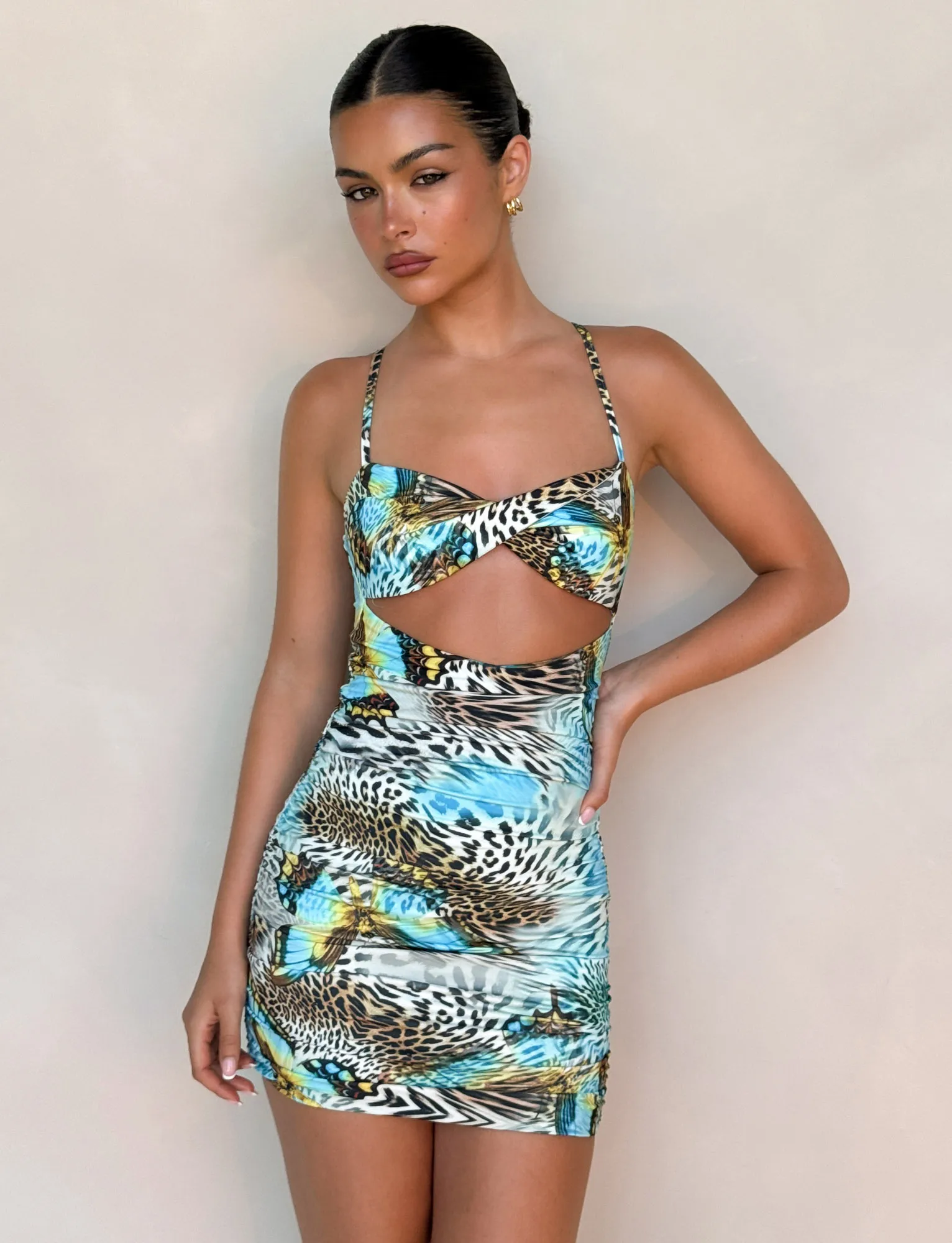 VERA MINI DRESS - MULTI : ANIMAL : BUTTERFLY ANIMAL Bohemian Chic Casual Glam