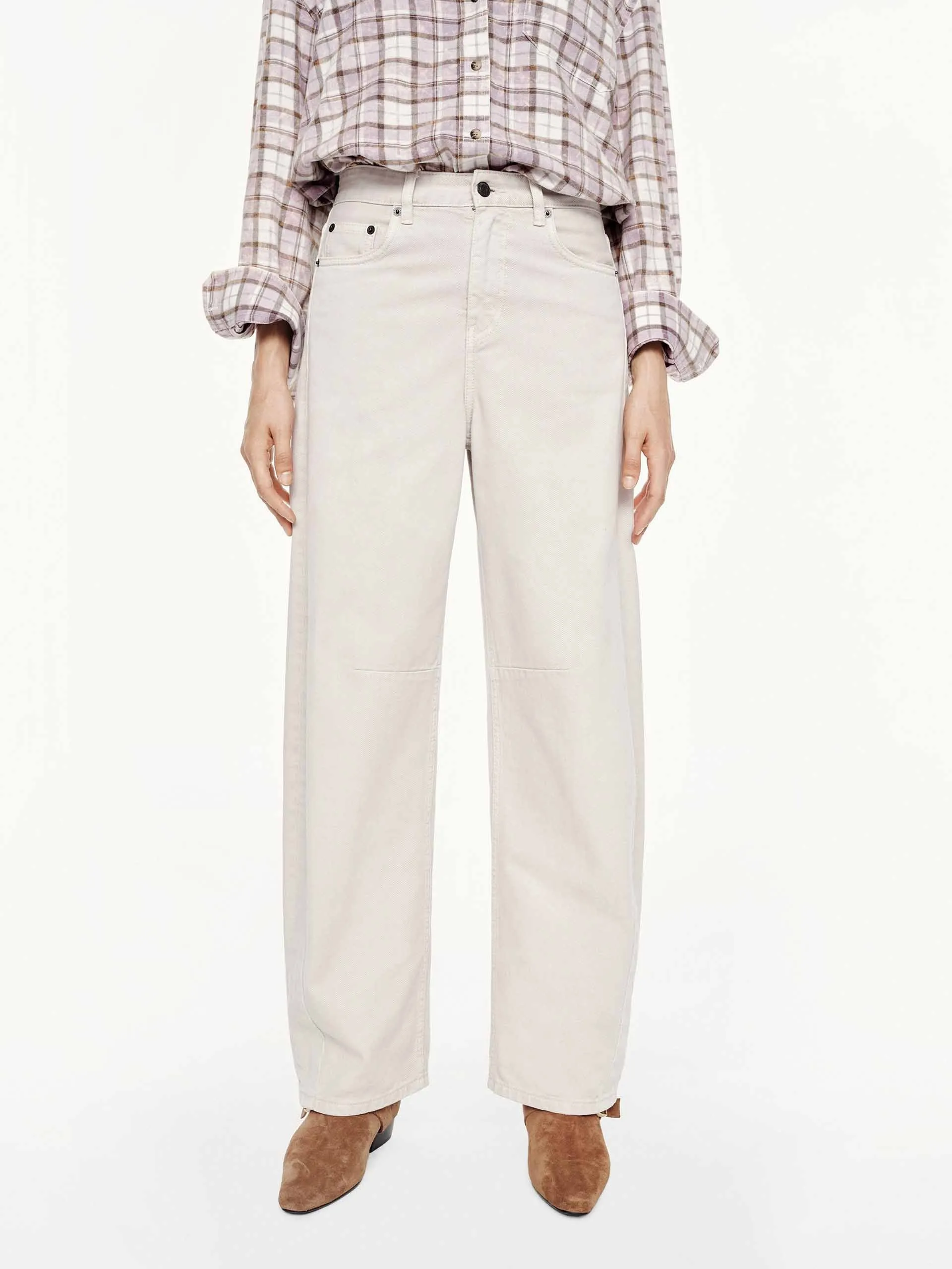 Barrel Leg White Jeans Street Inspired