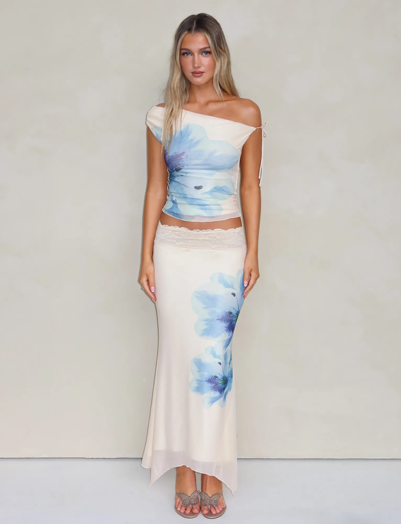 Fashion Pulse Neat Mood LILLIAN SKIRT - WHITE : CREAM: FLORAL